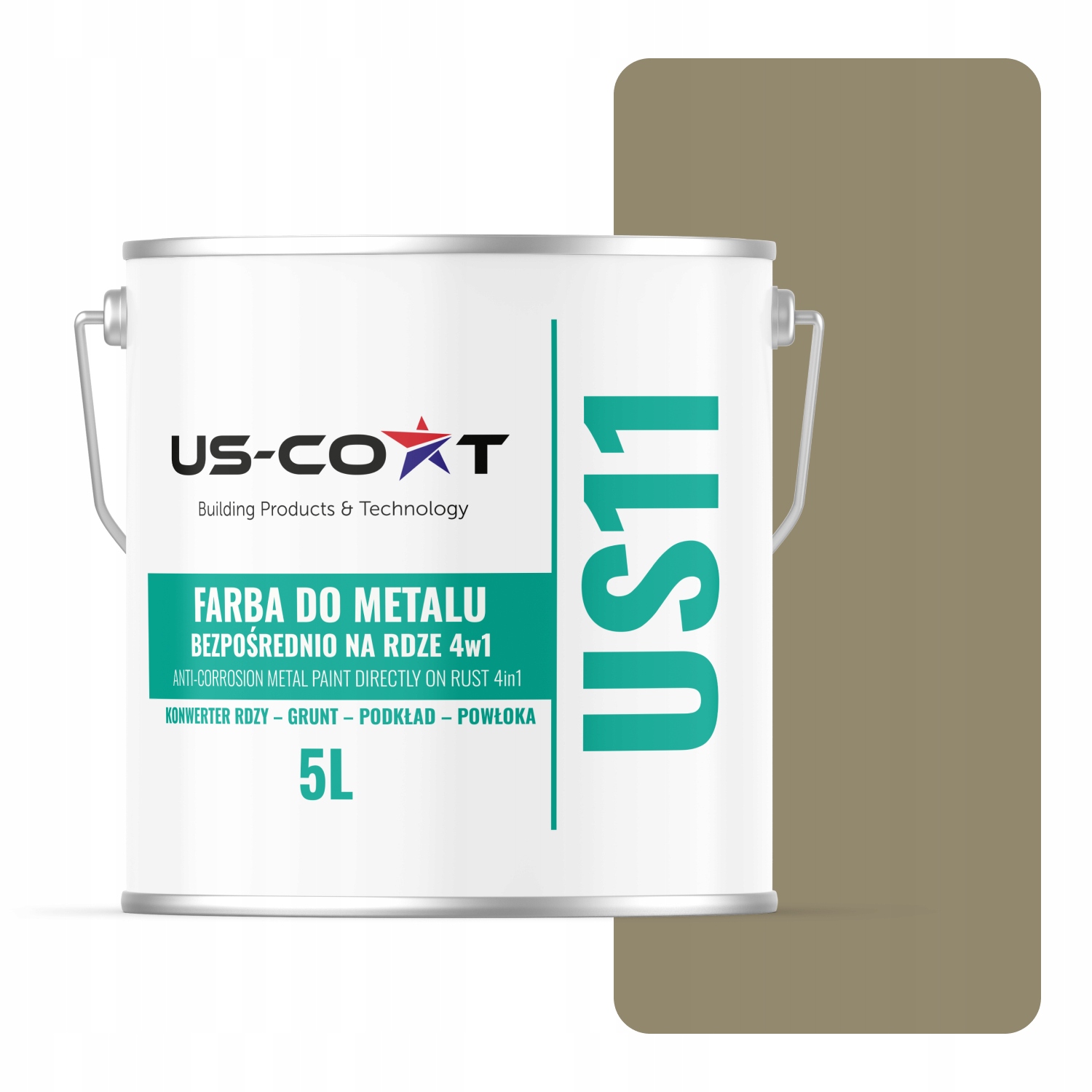 Antikorózna Farba Na Kov Na Hrdzu 4v1 Sivo Žltá RAL7034 Polomat 5L