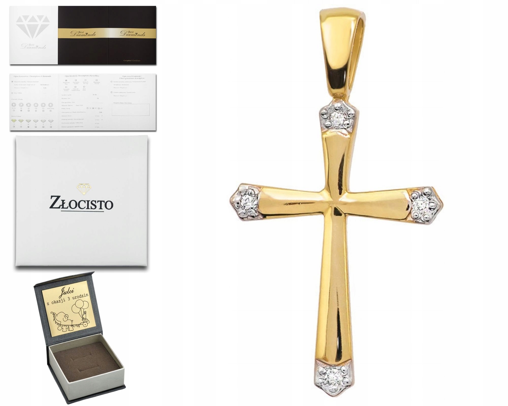 Zlatý Přívěsek S Brilianty Křížek 585 Diamanty