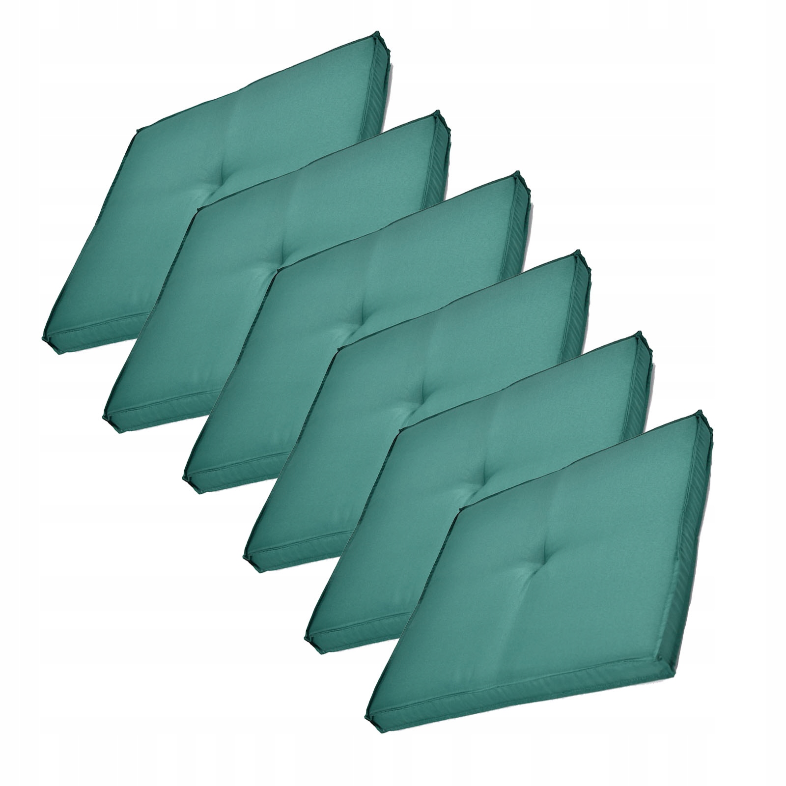 Sada 6 zelených vankúšov na záhradný nábytok, komplet na stoličky a kreslá