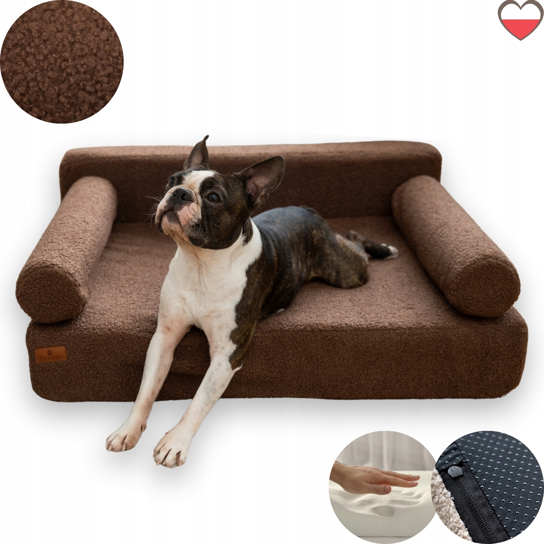 Levně Pelíšek Boucle Brown M 60x80 Picotto ortopedické