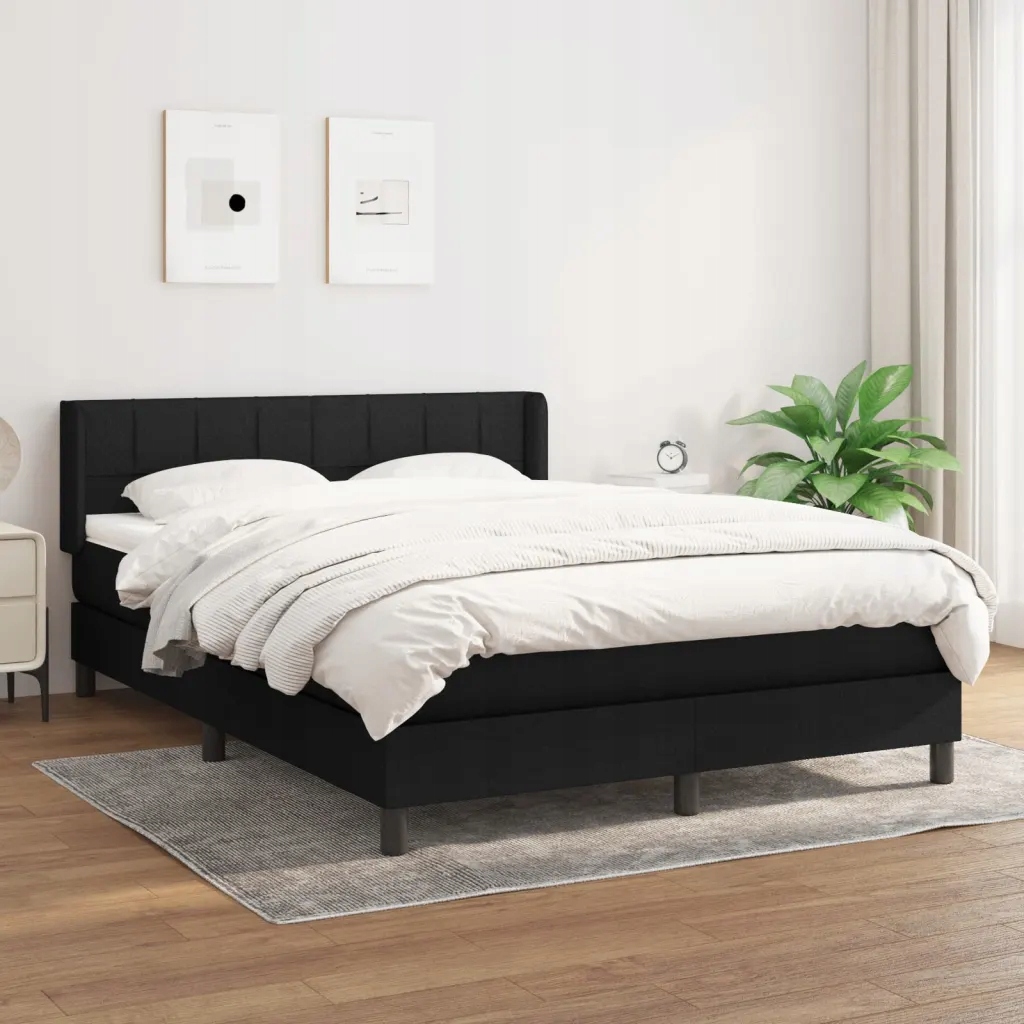 Box spring postel s matrací černá 140x200 cm textil Černý 3129715