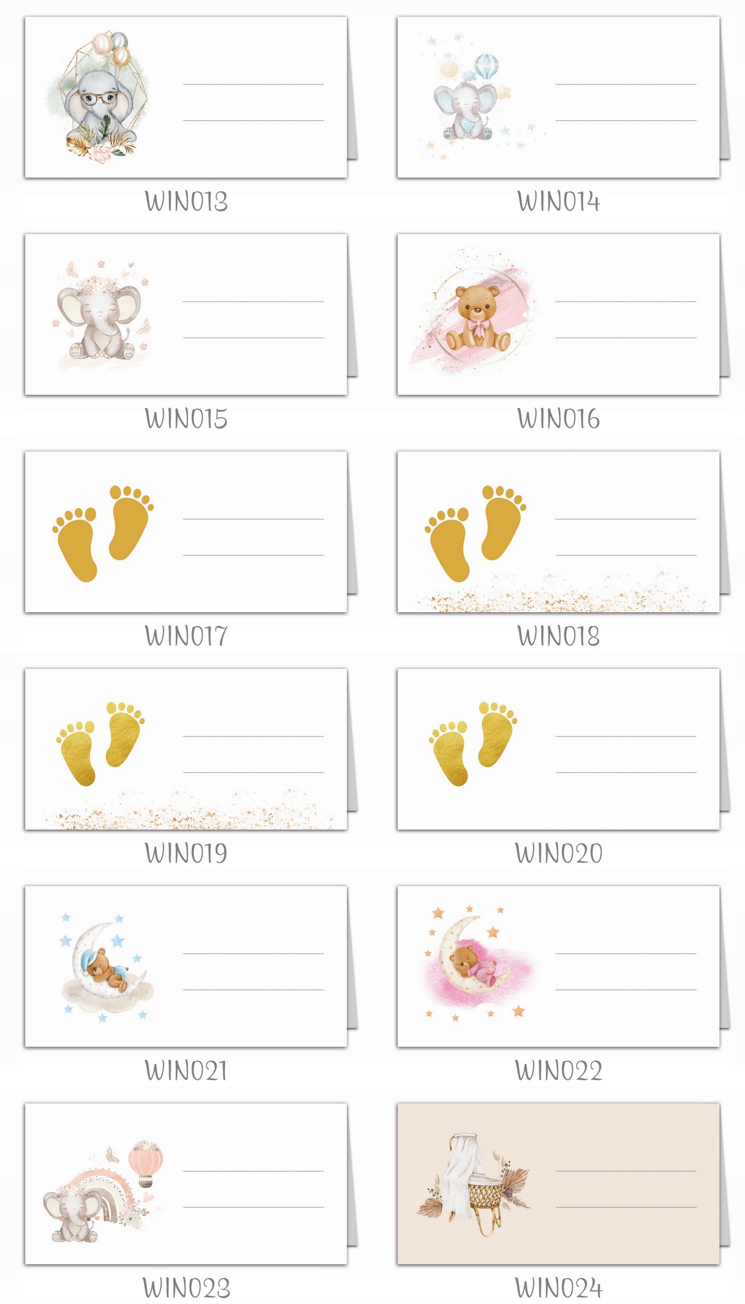 10x Winietki na stół roczek chrzest KREATOR Kolor dominujący wielokolorowy