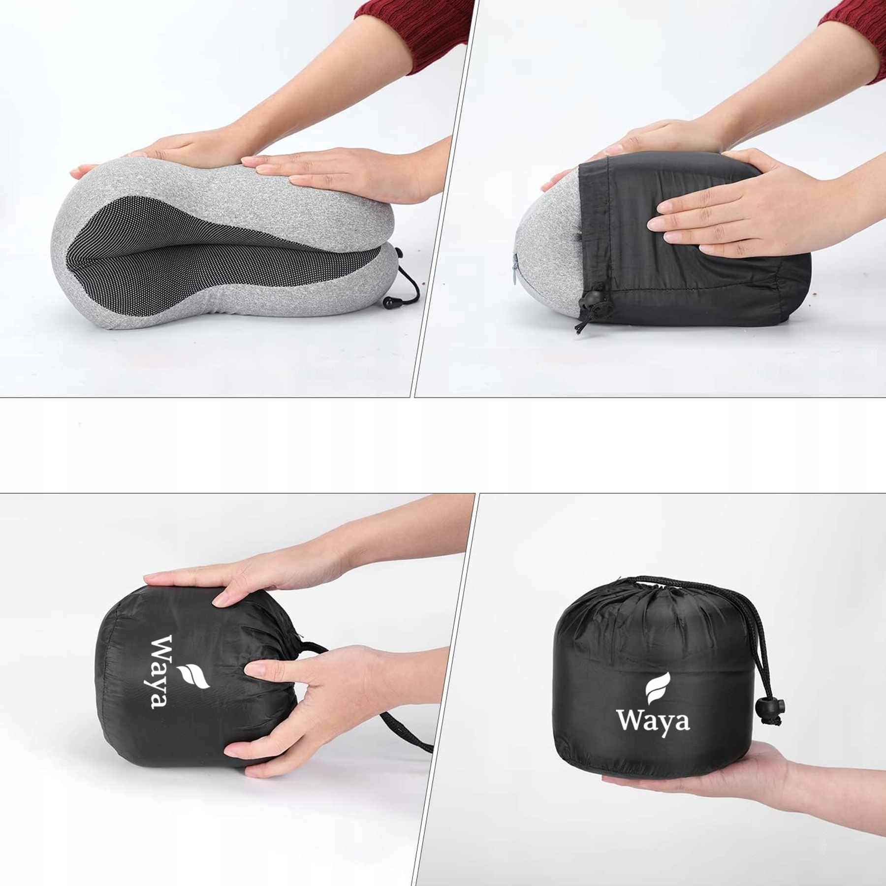 PODUSZKA TURYSTYCZNA Podróżna ORTOPEDYCZNA Profilowana Zagłówek Podróż Sen Kolor dominujący odcienie szarości