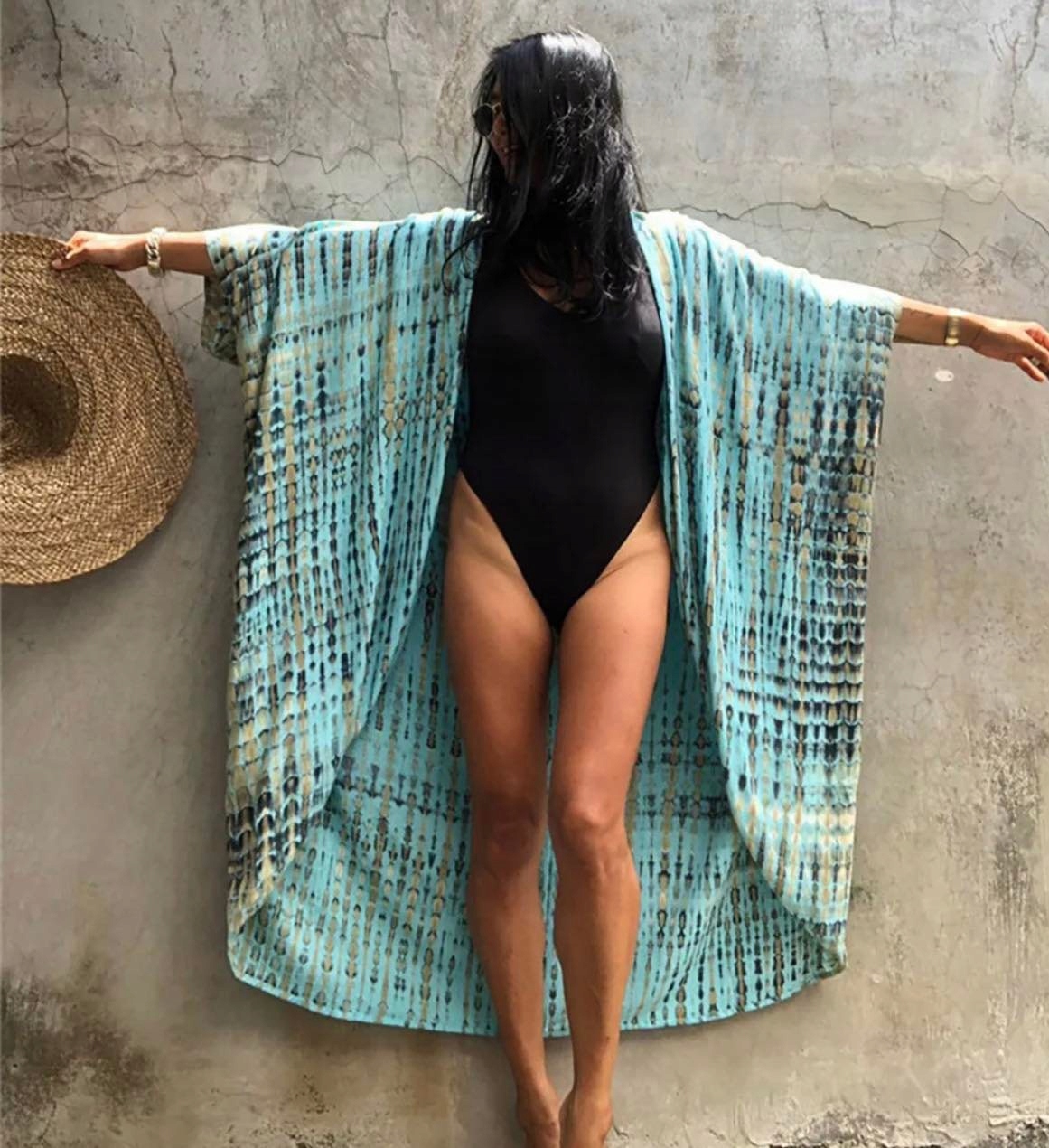 PAREO TUNIKA BOHO LETNIA SUKIENKA DŁUGA XXL Wzór dominujący bez wzoru