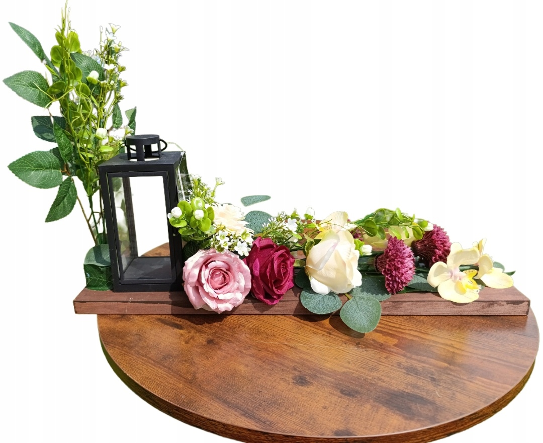 Stroik na hrob hřbitov Deska Dřevo 60 cm Vlastní kompozice Hřbitovní Svíčka