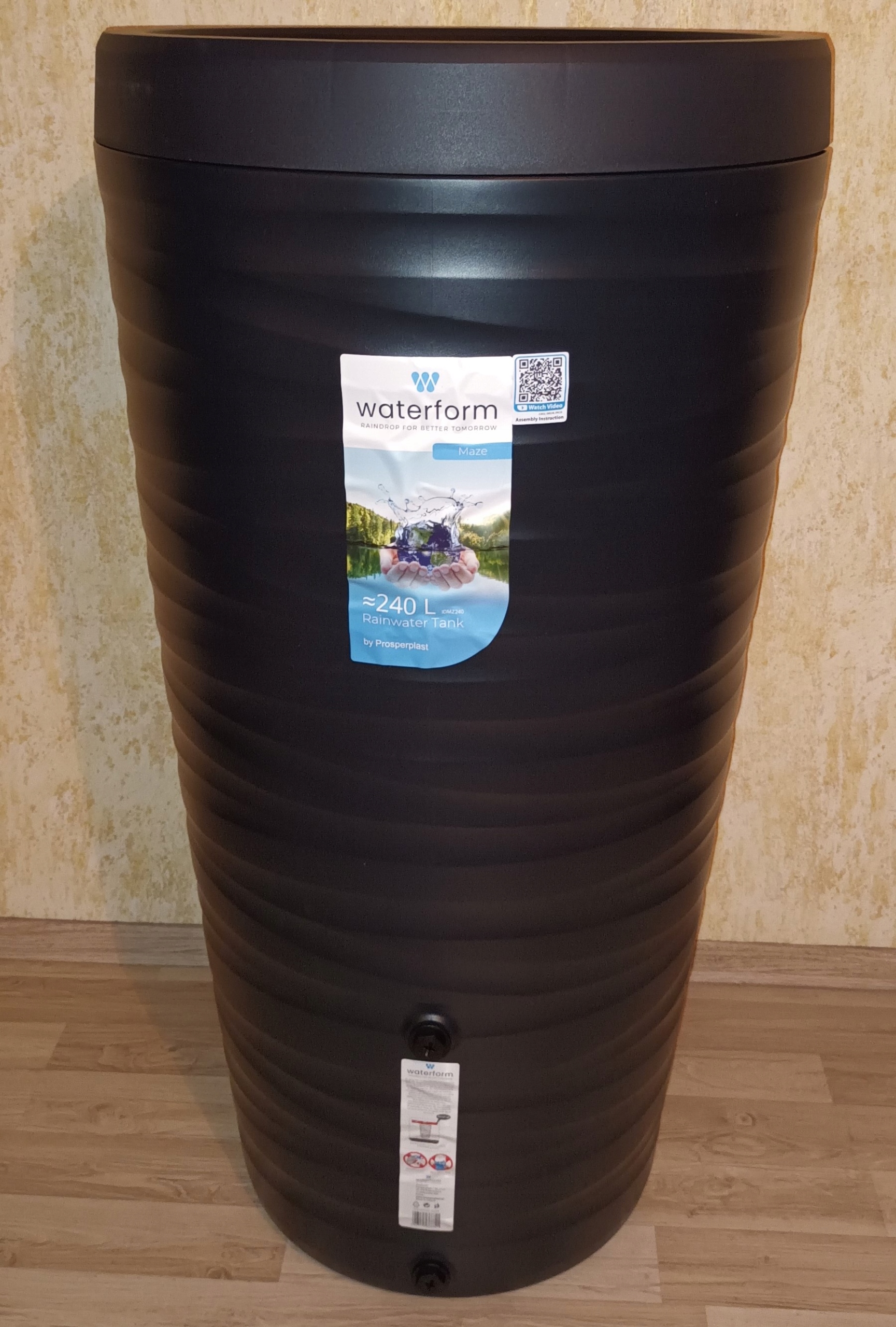 Zbiornik dekoracyjny na wodę deszczową 240L 2w1 MAZE 240 litrów beczka KRAN Waga 7 kg