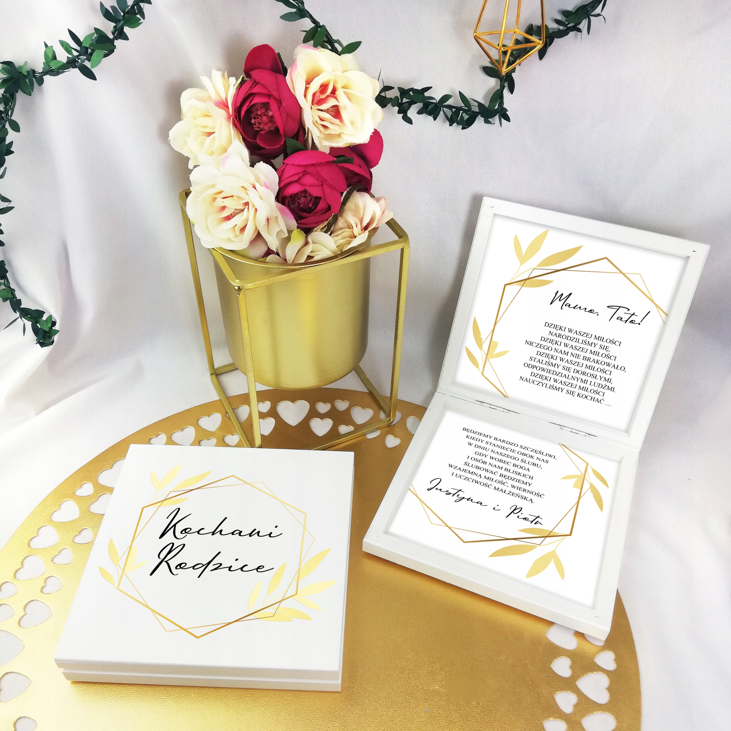 ZŁOTE ZAPROSZENIE DLA RODZICÓW BŁOGOSŁAWIEŃSTWO Kształt kwadratowy