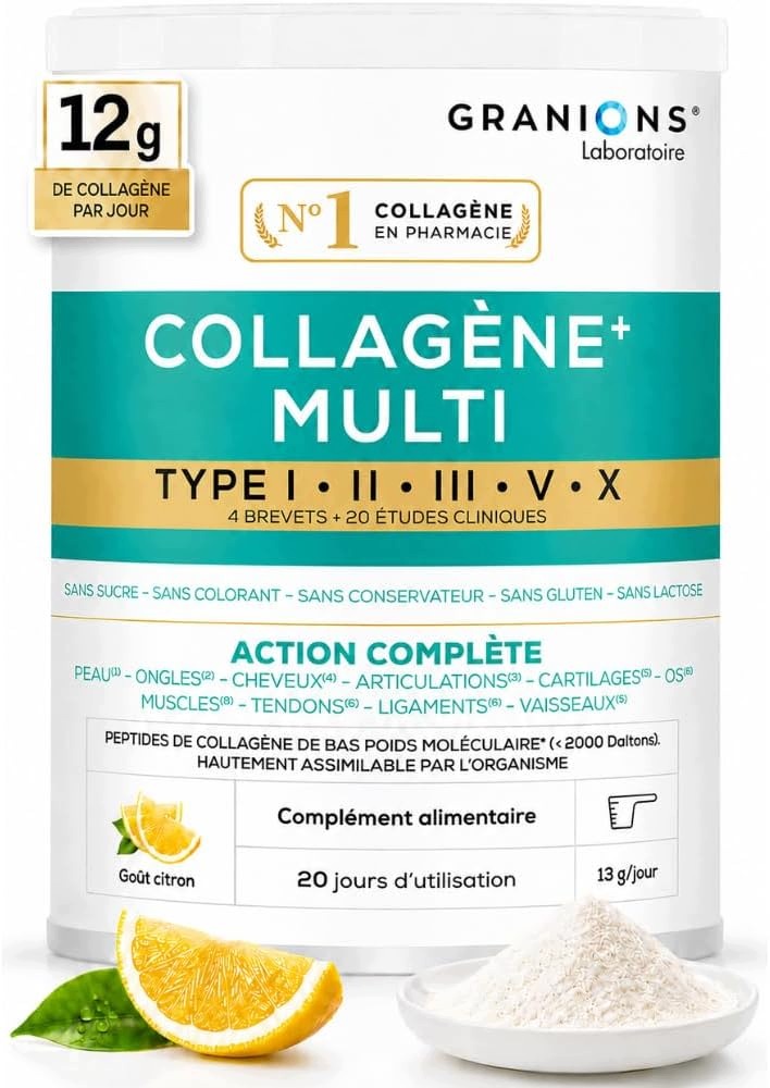Granions Multi Kolagen Prášek 5 typů s vitamínem C 360 g Citronový