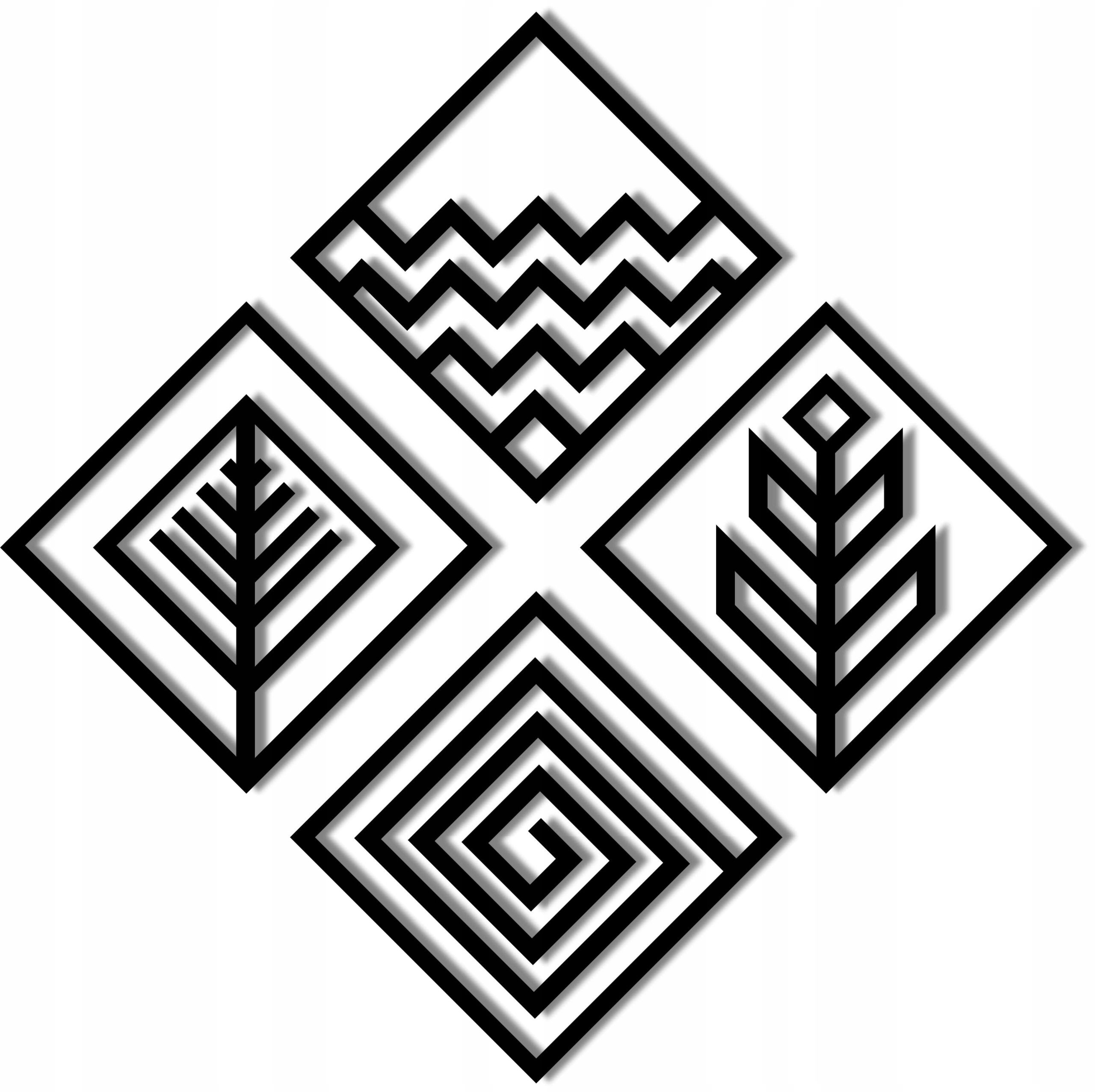 Nástěnná dekorace Geometrické Živly 70 cm 6 mm! Solidní obraz Panel Ažur