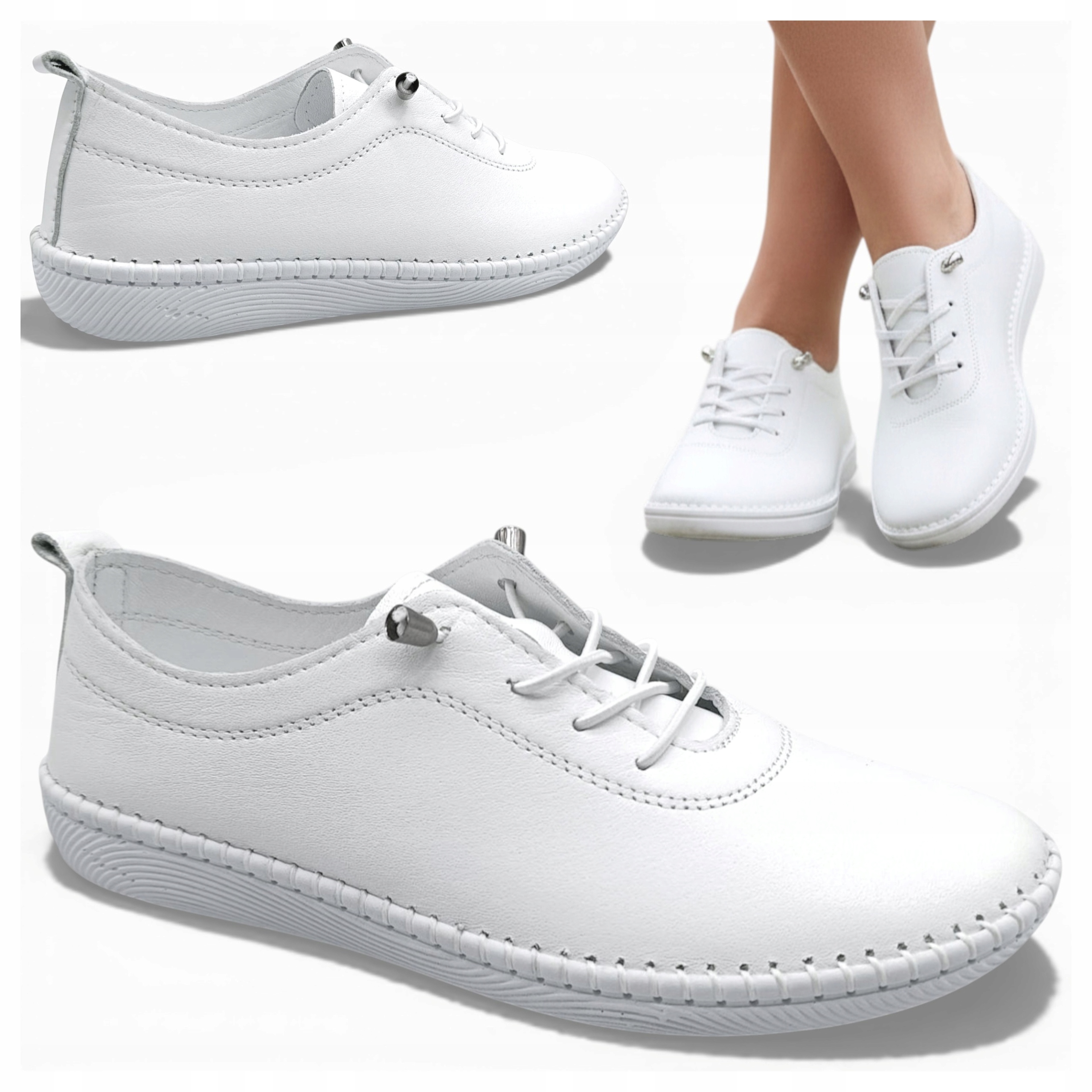 Dámské polobotky Kožené 36 Sportovní Tenisky Bílé Módní Pohodlné T.Sokolski