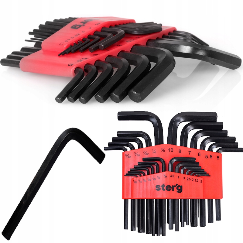 Klucze imbusowe Hex metryczne i calowe zestaw 25szt warsztat Sterg