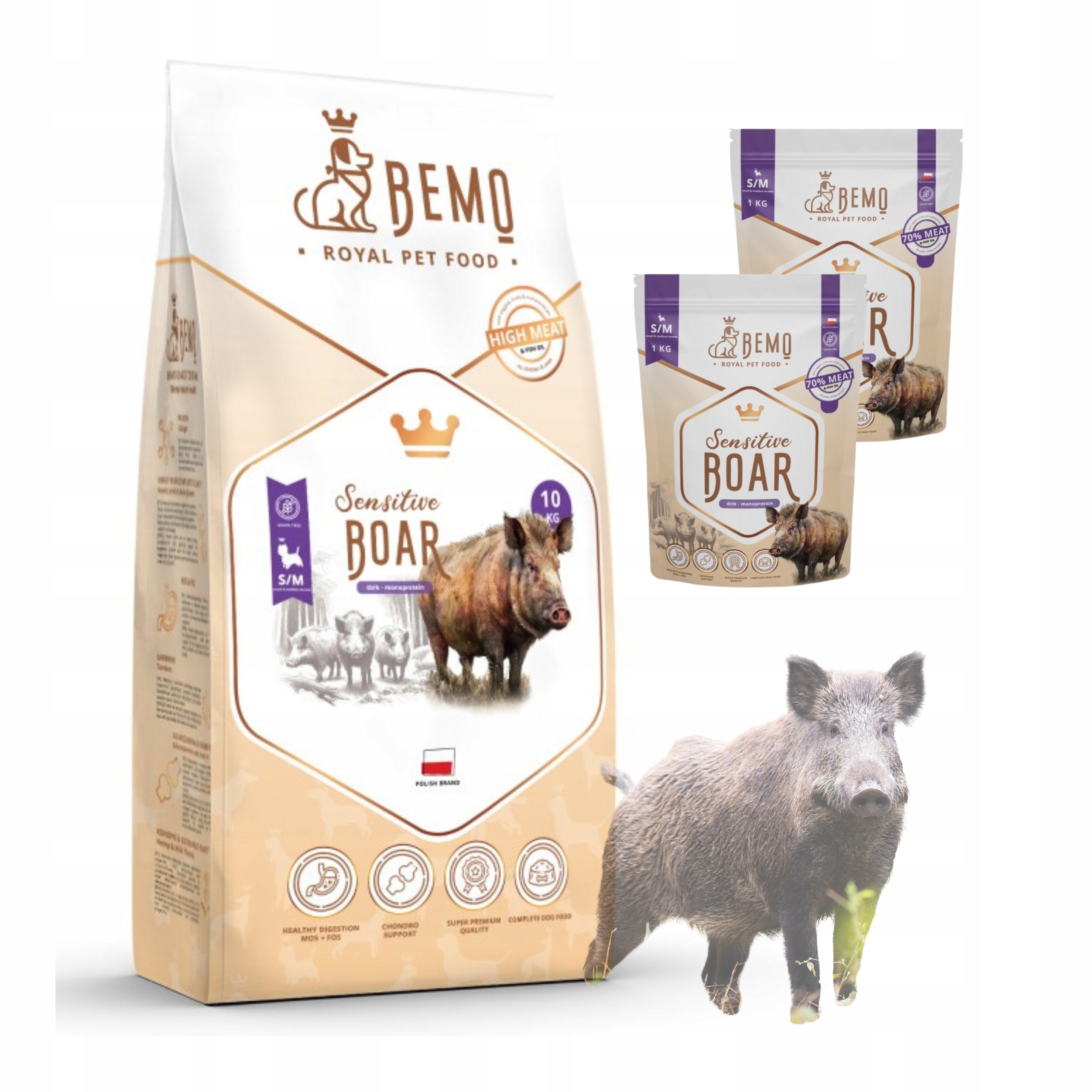 Levně Suché krmivo pro psy Bemo Sensitive Boar 10+2 kg S/m, malé a střední divoké prasata
