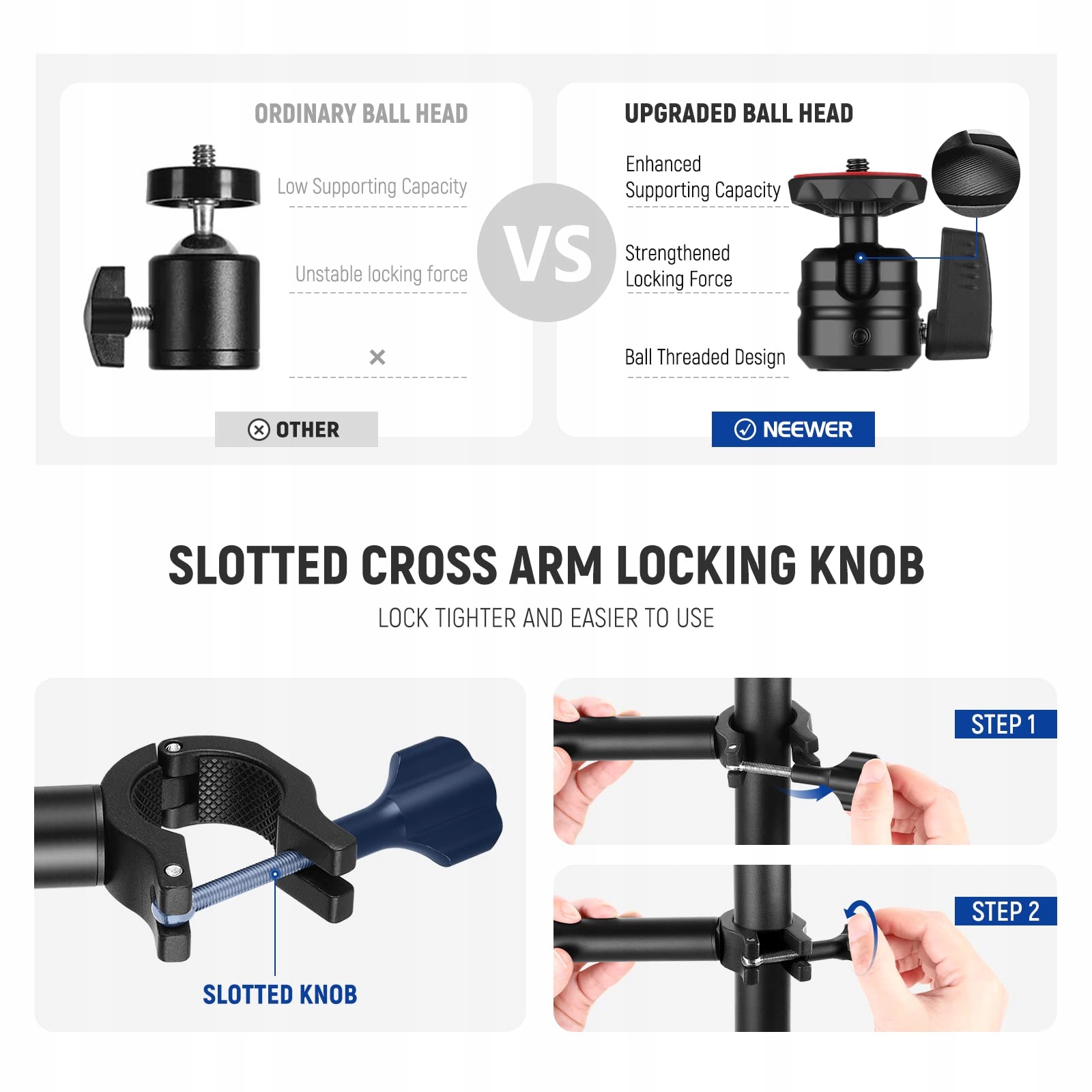 NEEWER Uchwyt Stołowy Do Kamery Z Ramieniem 17-41 Cal Dla DSLR Webcam — miniatura 8