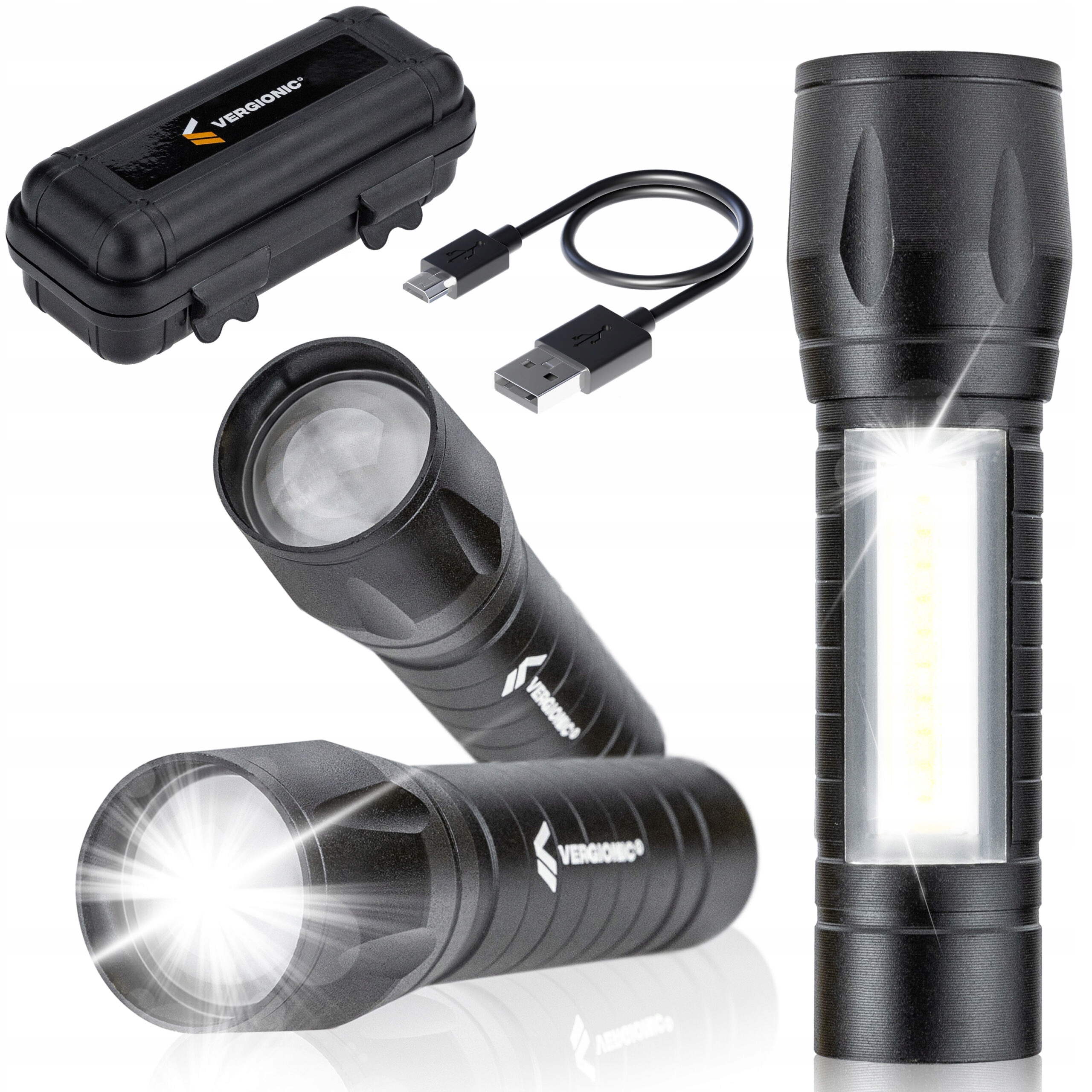 

Latarka taktyczna Led Cob Usb akumulatorowa etui