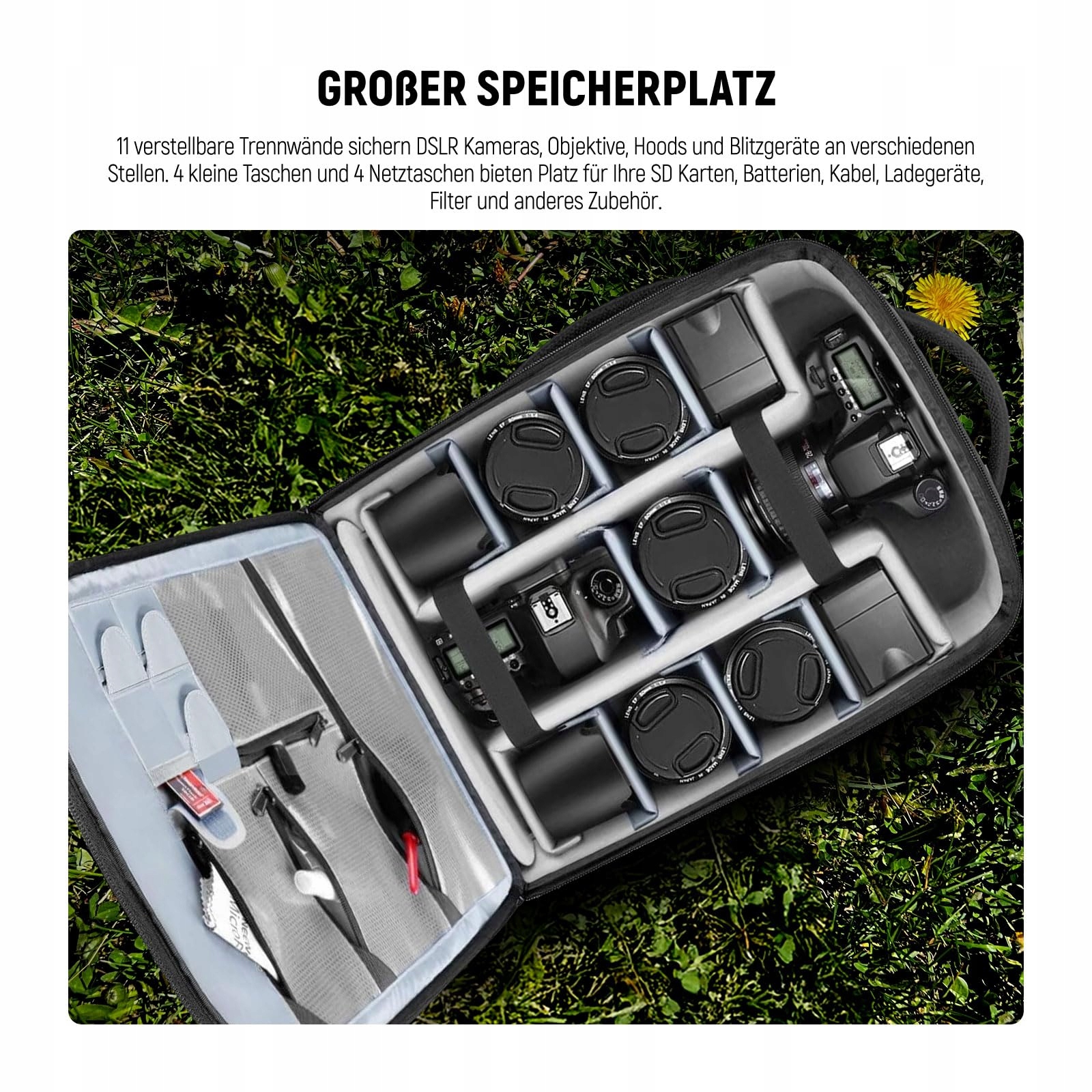 NEEWER Plecak Trolley Na Aparat DSLR Z Kółkami I Przegrodami — miniatura 2