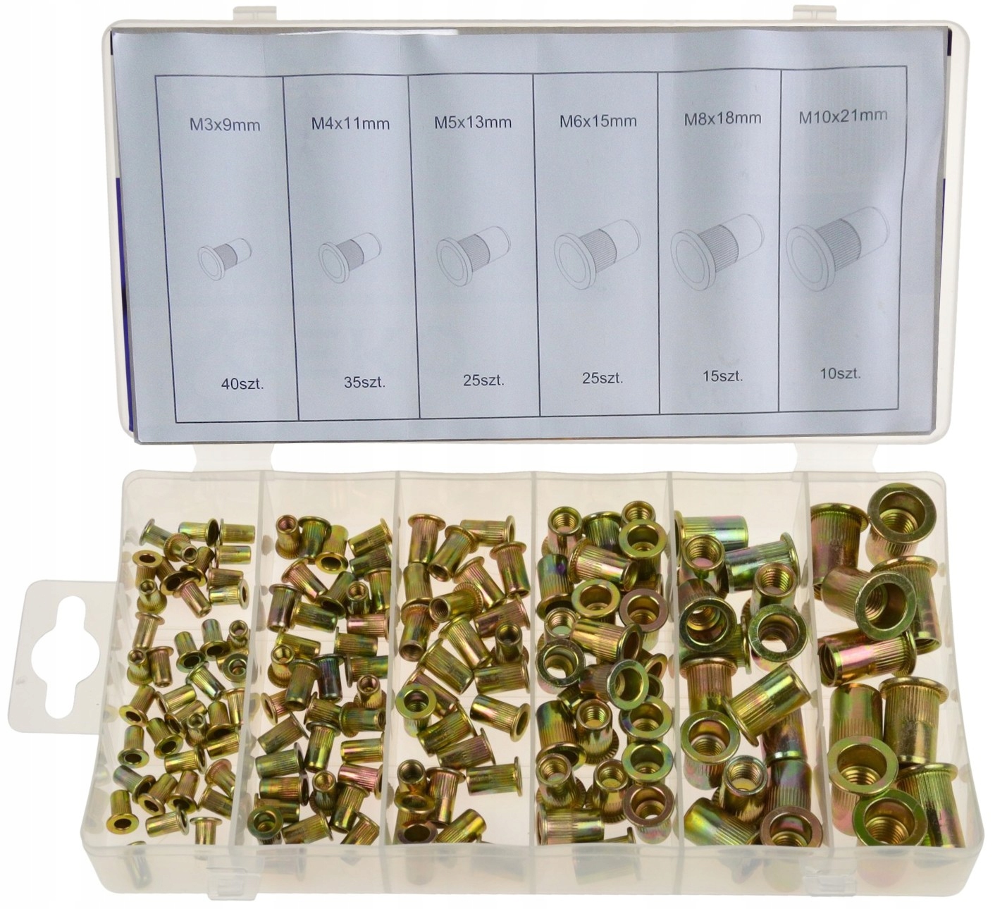 

Zestaw nitonakrętek stalowych 150szt M3-M10