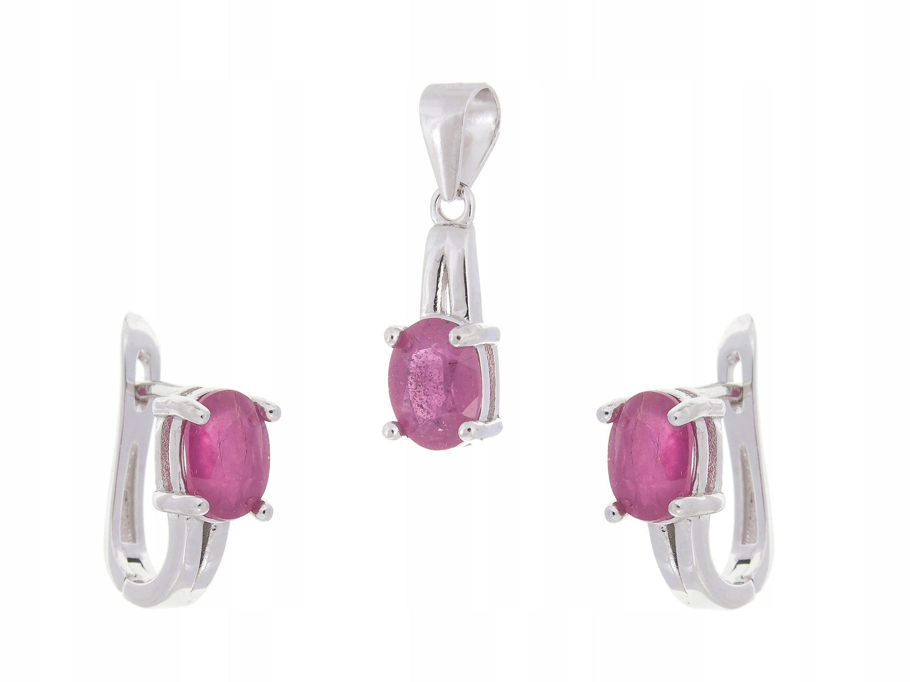 Stříbrný Rhodiovaný Komplet Rubín Přírodní Dárek