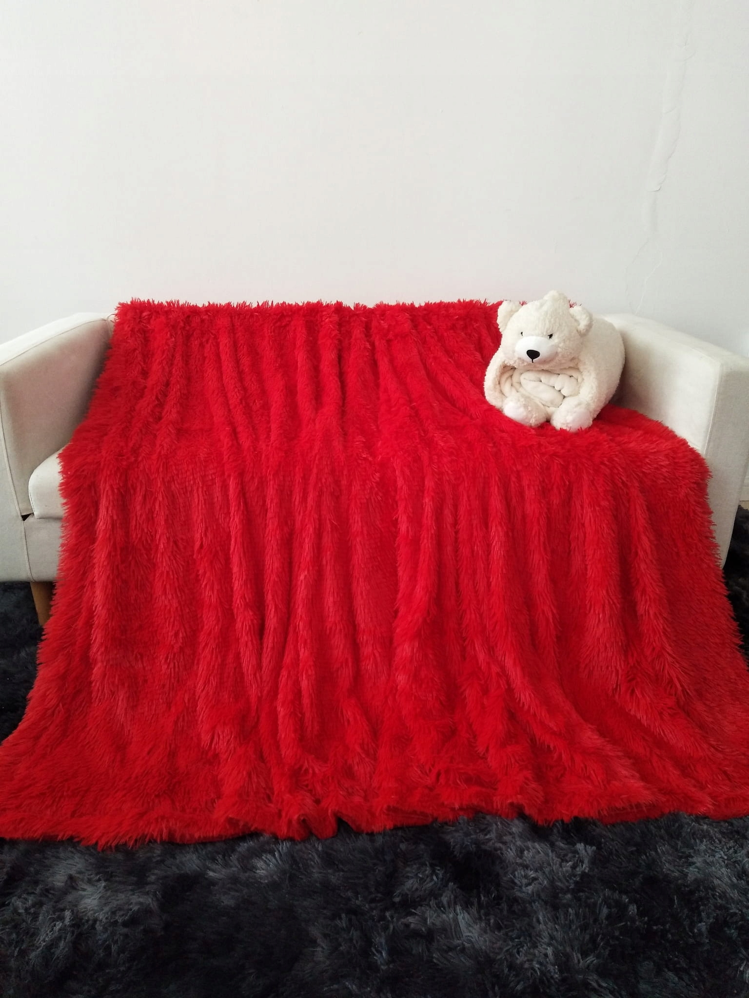 Deka/přehoz Chlupatý 160x200 Červená Oboustranná