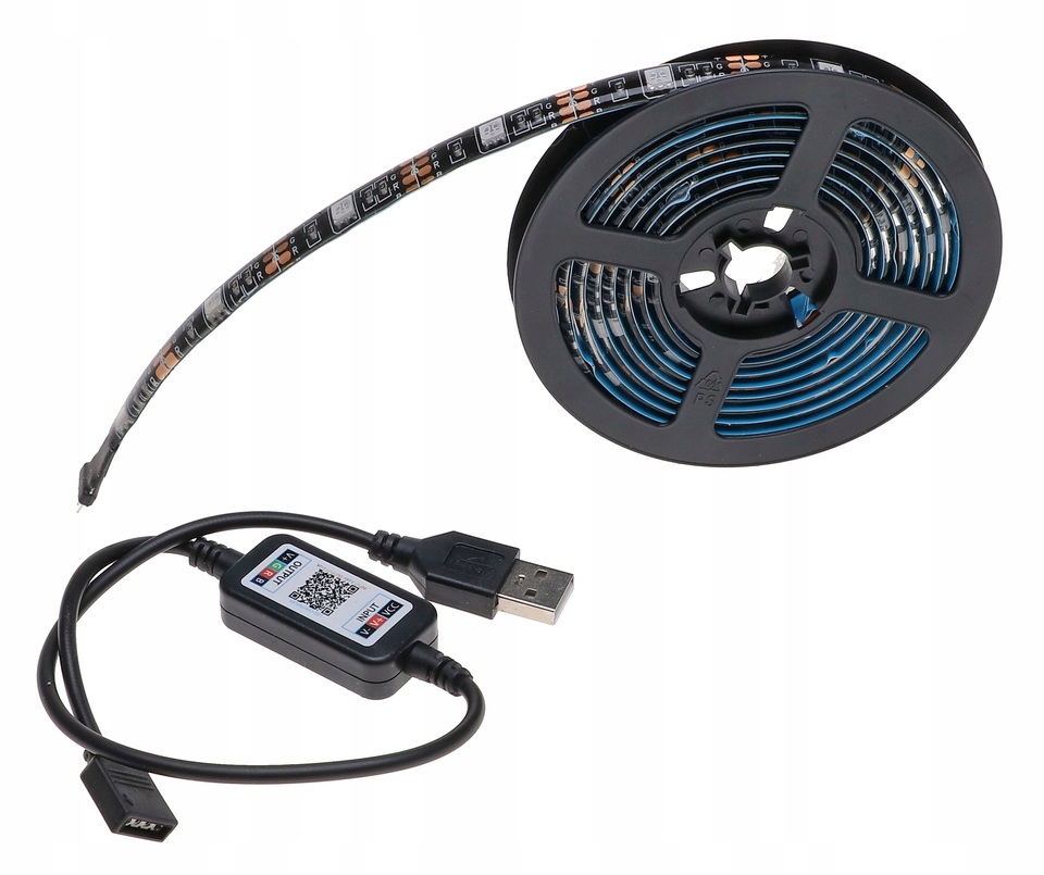 TAŚMA LED RGB 5050 2m TV BLUETOOTH Aplikacja USB Długość 2 m