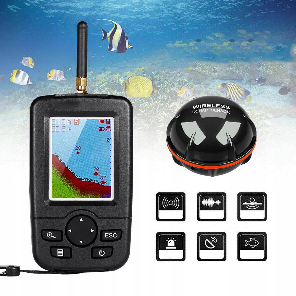 ECHOSONDA FISH FINDER SONAR WYKRYWACZ RYB- BEZPRZEWODOWA Marka bez marki