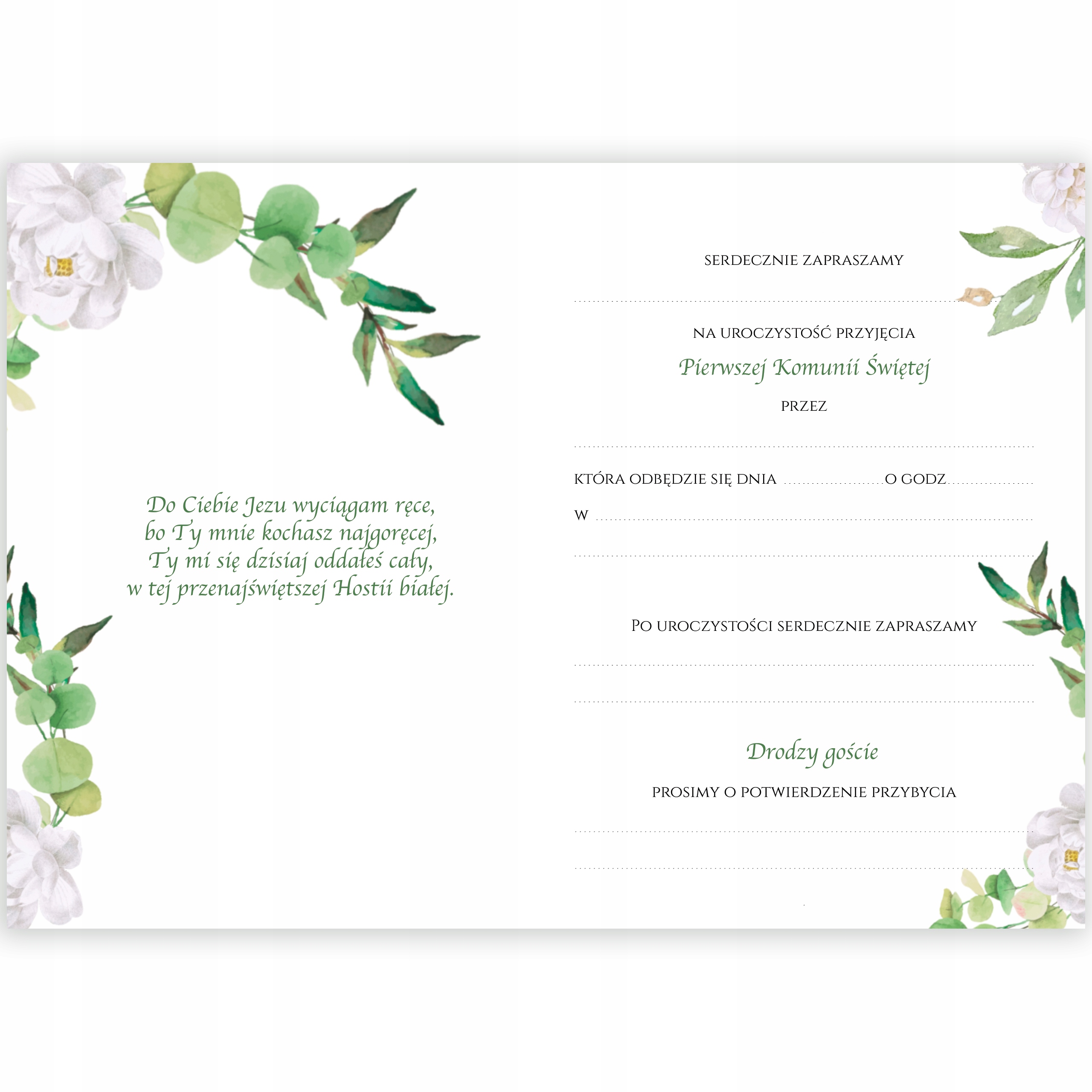ZAPROSZENIA NA KOMUNIĘ komunijne gotowe BOHO Marka Cardie