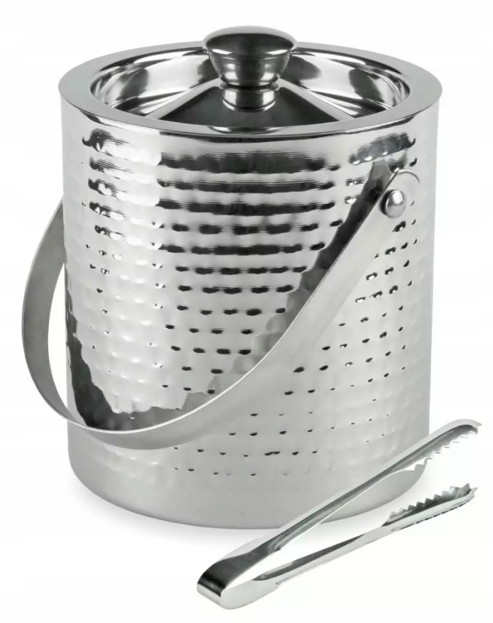 WIADERKO POJEMNIK STALOWY NA LÓD LODU + SZCZYPCE