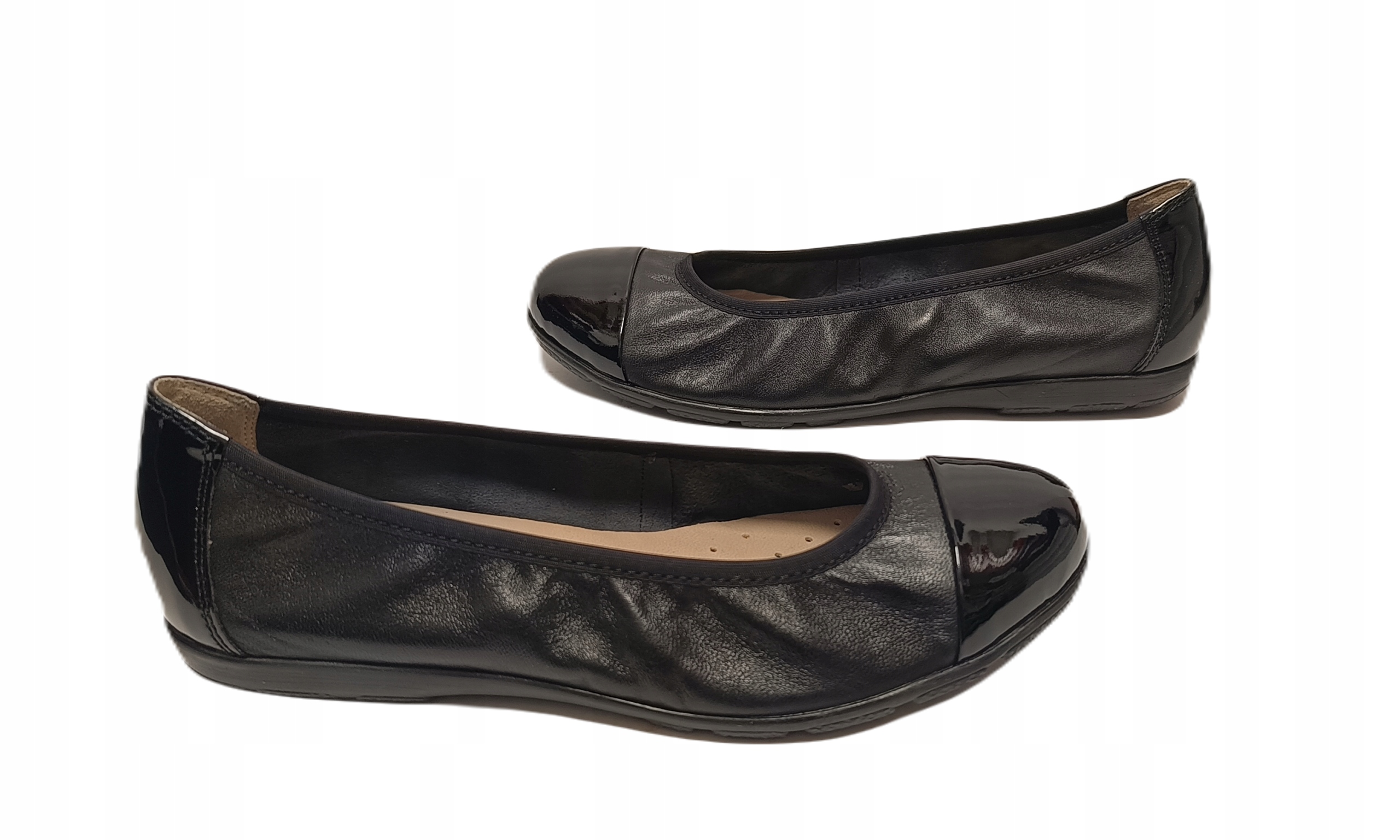 Baleríny Caprice kůže-komfort lak 22152-42 019 černý r36