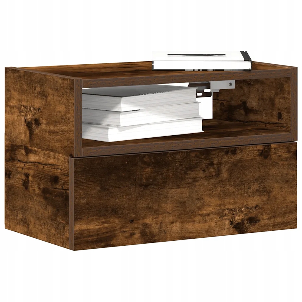 Nástěnný noční stolek kouřový dub 45x26x28,5 cm Hnědá 858604