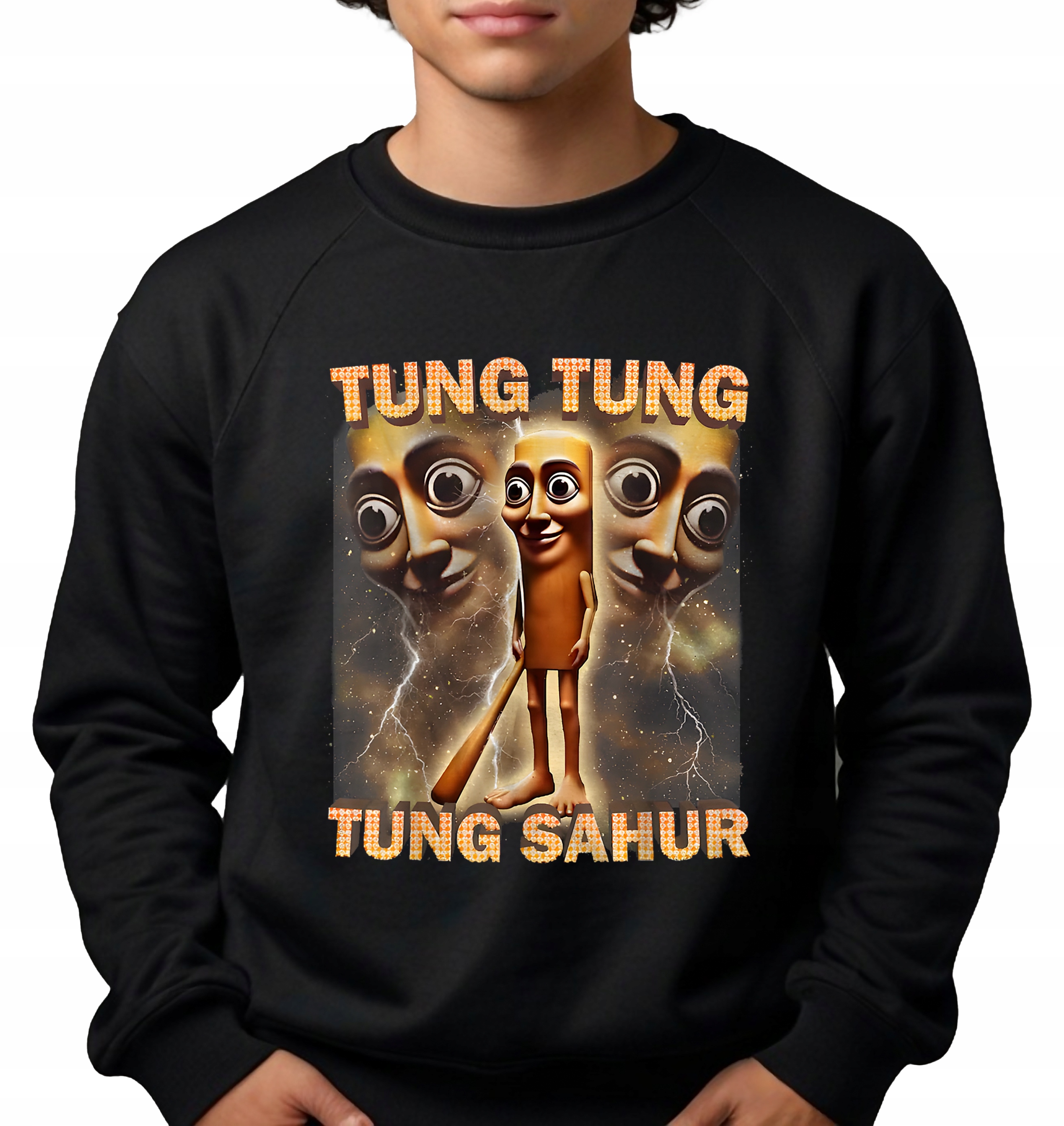 Pánská Mikina Černá Dárek Pro Chlapce Brain Rot Tiktok Trend Sahur M