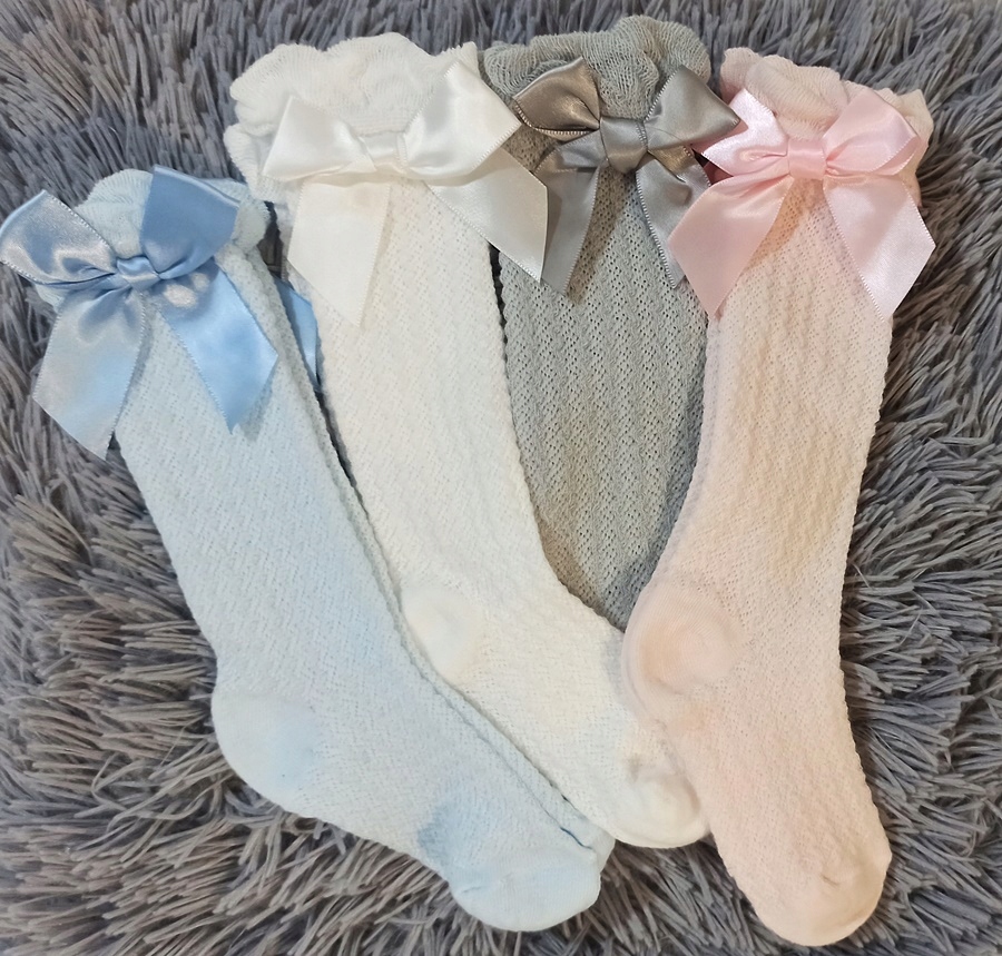 Podkolanówki skarpetki AŻUR NIEBIESKIE 92-98-104 Materiał dominujący bawełna