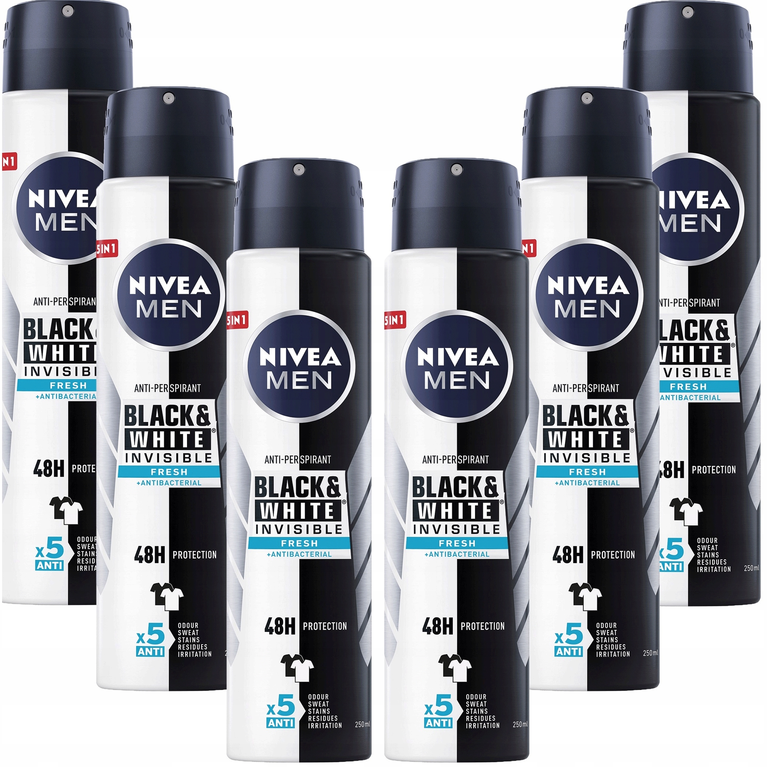 Nivea Pánský antiperspirant Black&White 6x250 ml