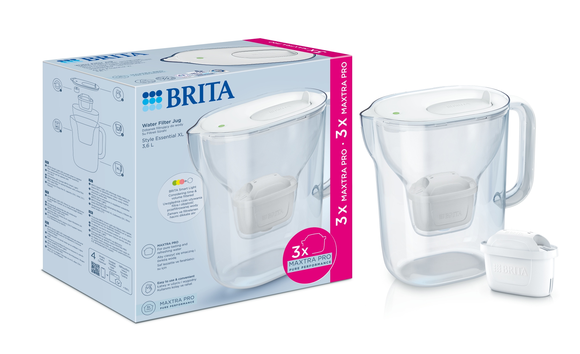 Dzbanek filtrujący Brita Style Essential XL 3,6l biały 3 wkłady