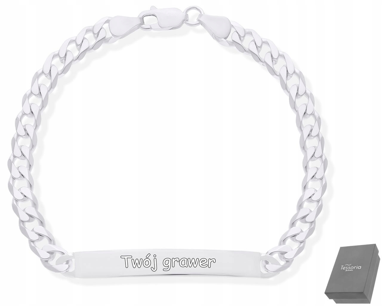 Stříbrný Pánský Náramek S Destičkou s gravírováním Stříbro ryzost 925 délka 21 cm