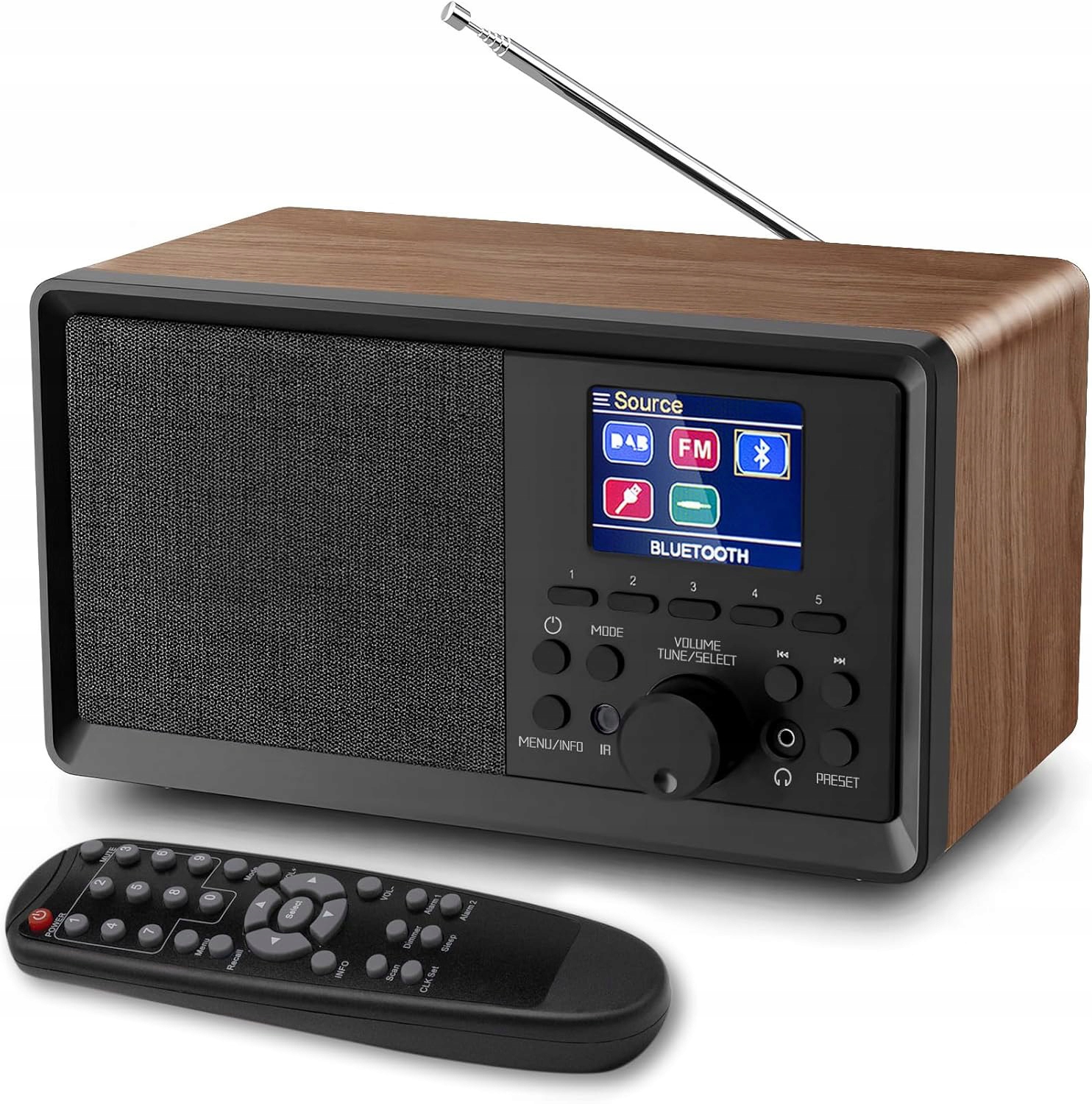 Retro Digitální Rádio Dab/dab+/fm Aux Usb S Bluetooth V Dřevěném Pouzdře