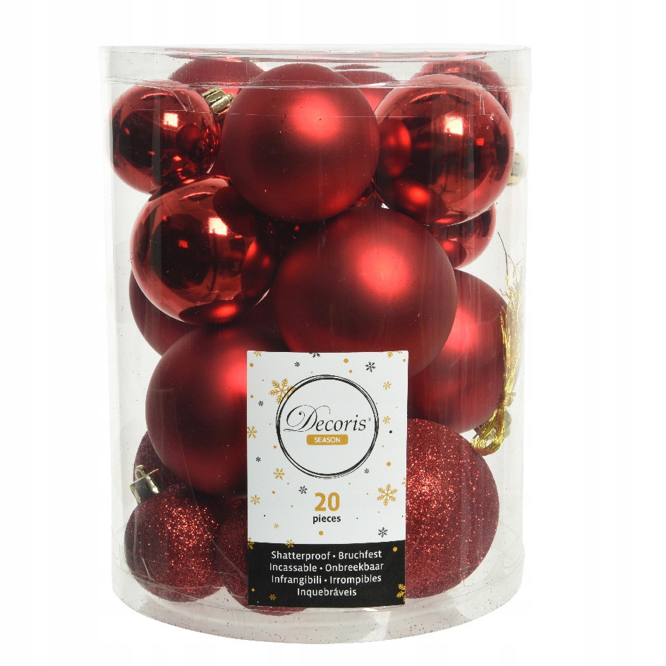 

Bombki choinkowe czerwone, 6 cm, 20 szt.