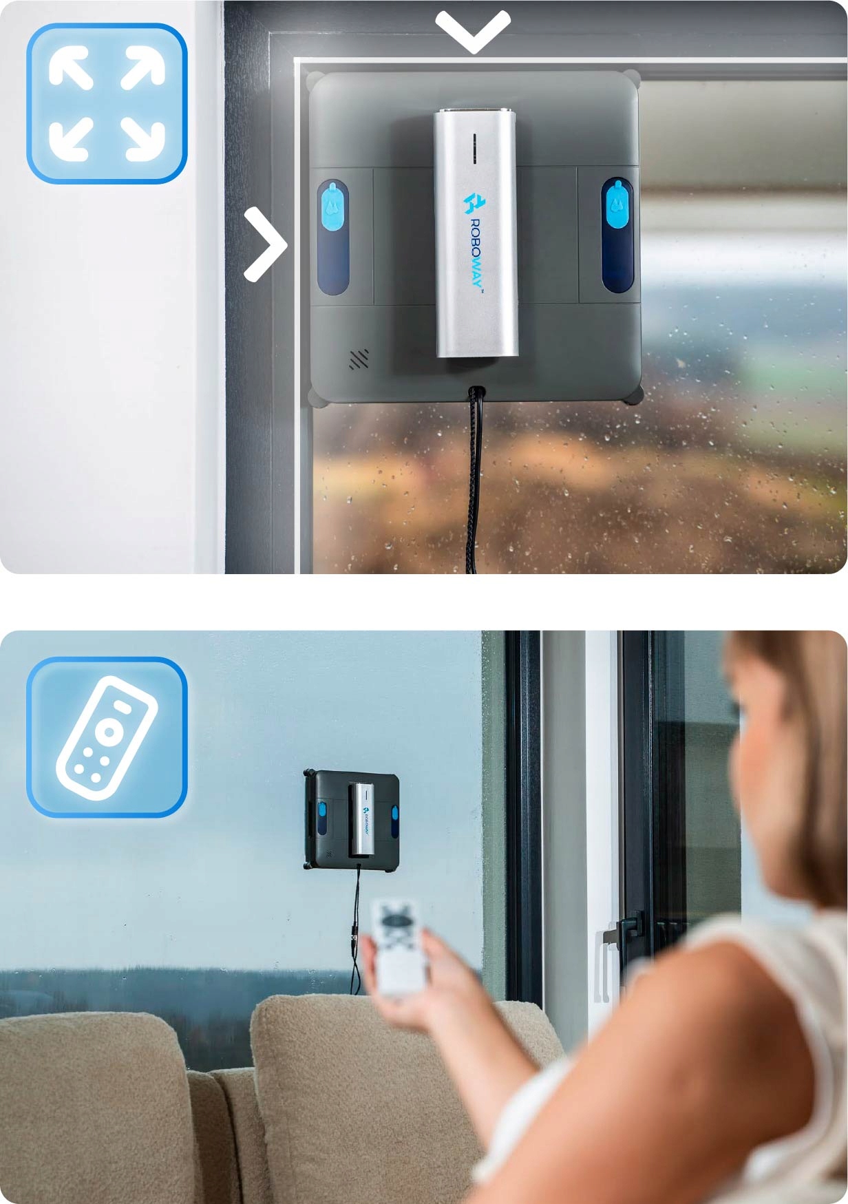 ROBOWAY Робот-мийник вікон і дзеркал | ЗАСТОСУВАННЯ| 4000 пА | КОМПЛЕКТ ДИСТАНЦІЙНОГО КЕРУВАННЯ Модель RW-5-PRO