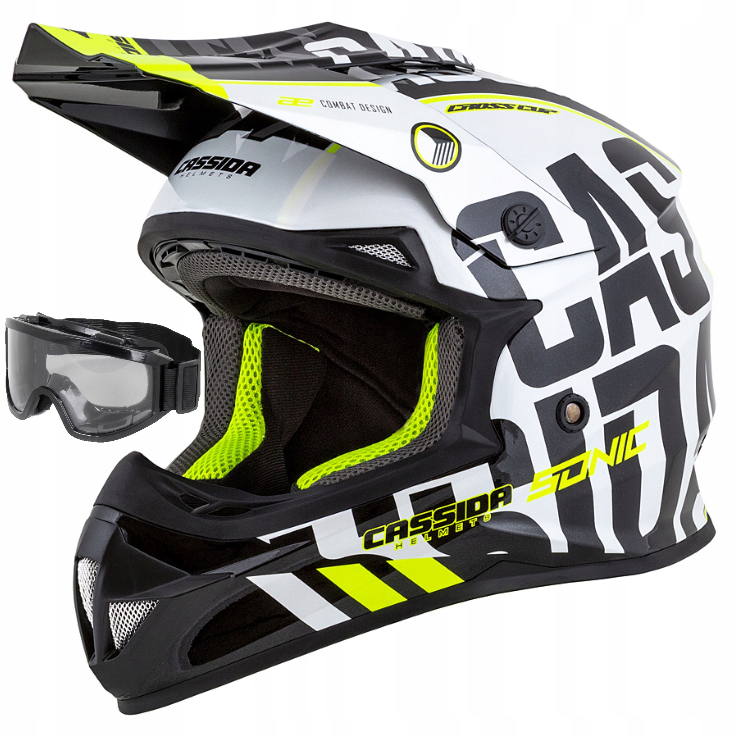 

Kask Motocyklowy Cross Quad Sonic Cassida +gogle M