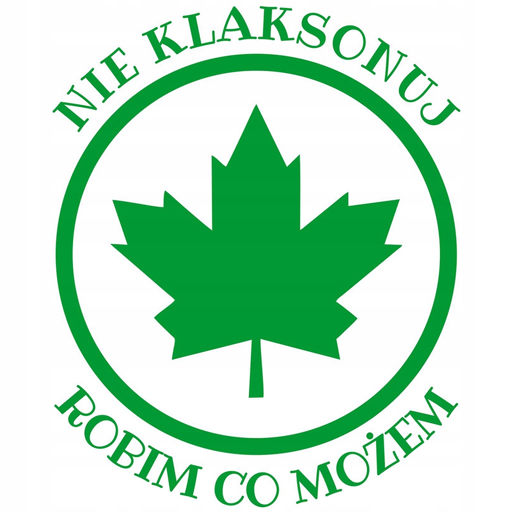 Naklejka zielony Liść Listek Klonu młody początkujący kierowca 11 x 13,5 cm