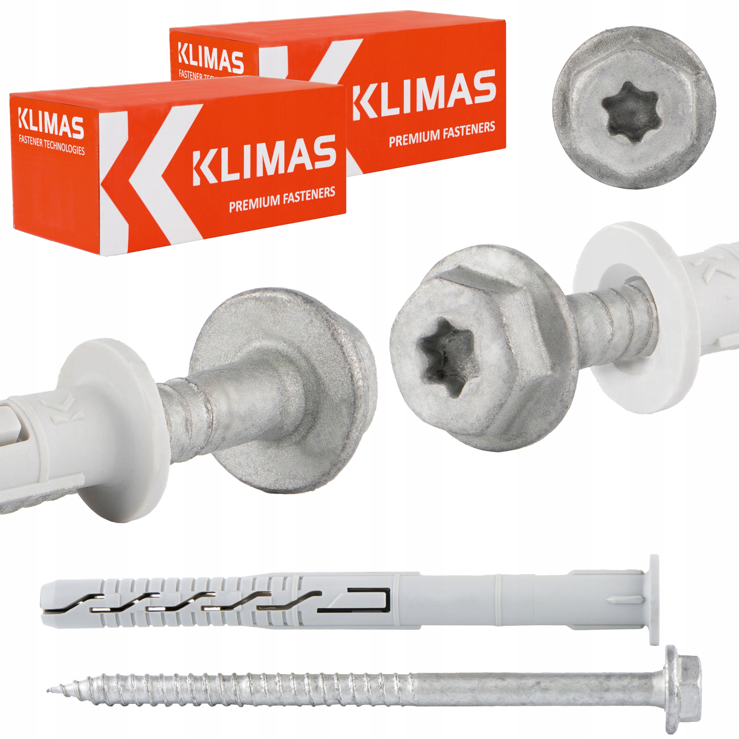 Rámové rozpěrné hmoždinky 10x60 mm s přírubou 100 ks Podložková hlava Torx