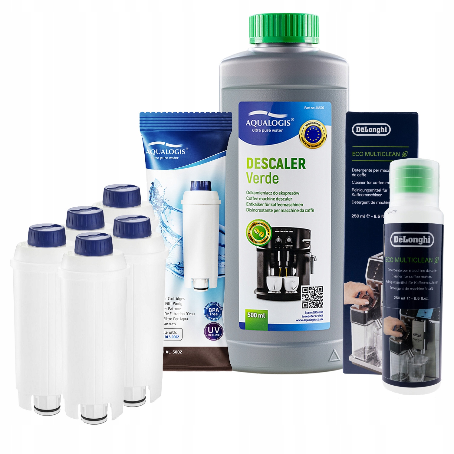 5x Filtr do kávovaru Delonghi AL-S002 DLSC550 Odvápňovač 500 ml
