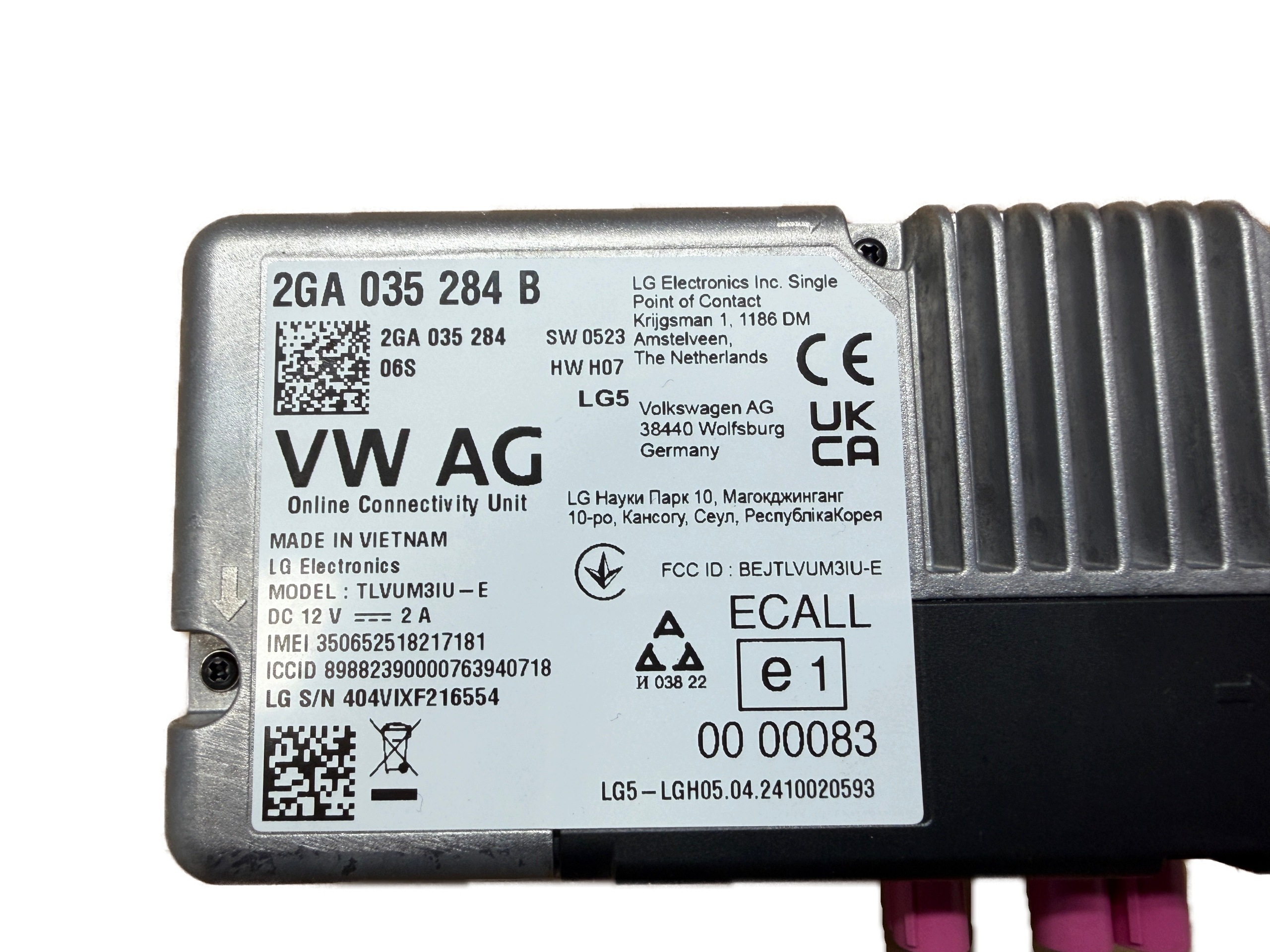 AUDI VW SEAT SKODA control unit USLUG ONLINE 2GA035284B