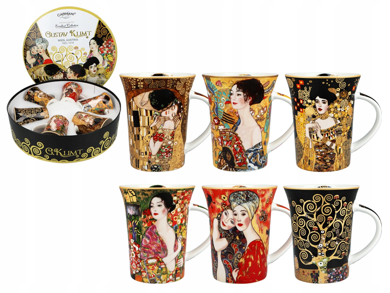 Sada 6 Šálok V Krabici Gustav Klimt Komplet Na Kávu A Čaj Darček