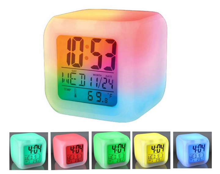 BUDZIK ZEGAREK KAMELEON dla dzieci ZMIENIA KOLORY GRATIS Kredki dla DZIECI Zasilanie baterie