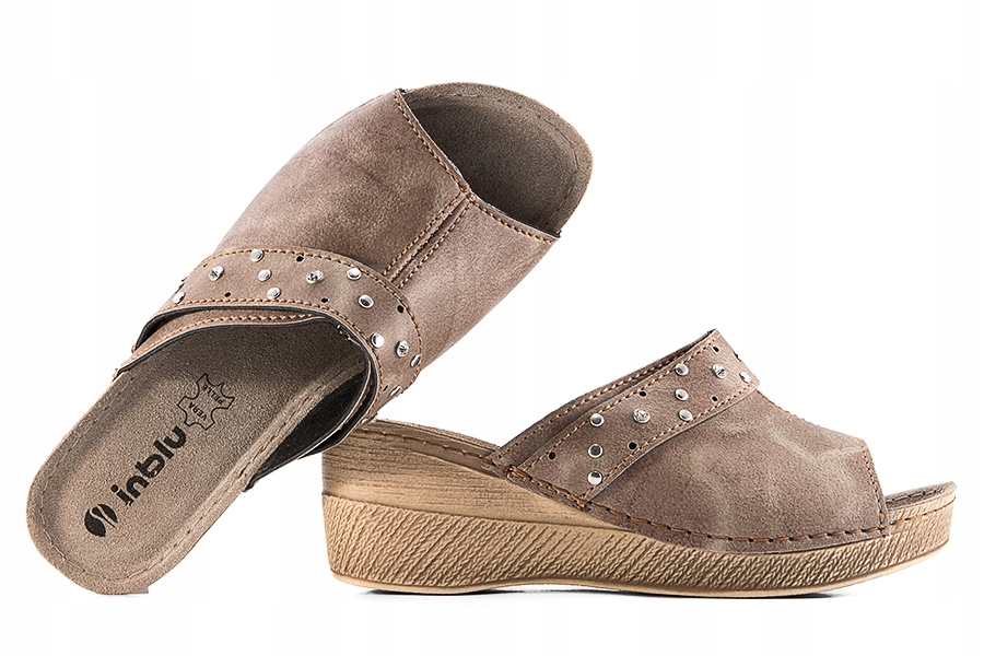 

Inblu OS-07 Klapki Damskie Koturn Soft piaskowe 39