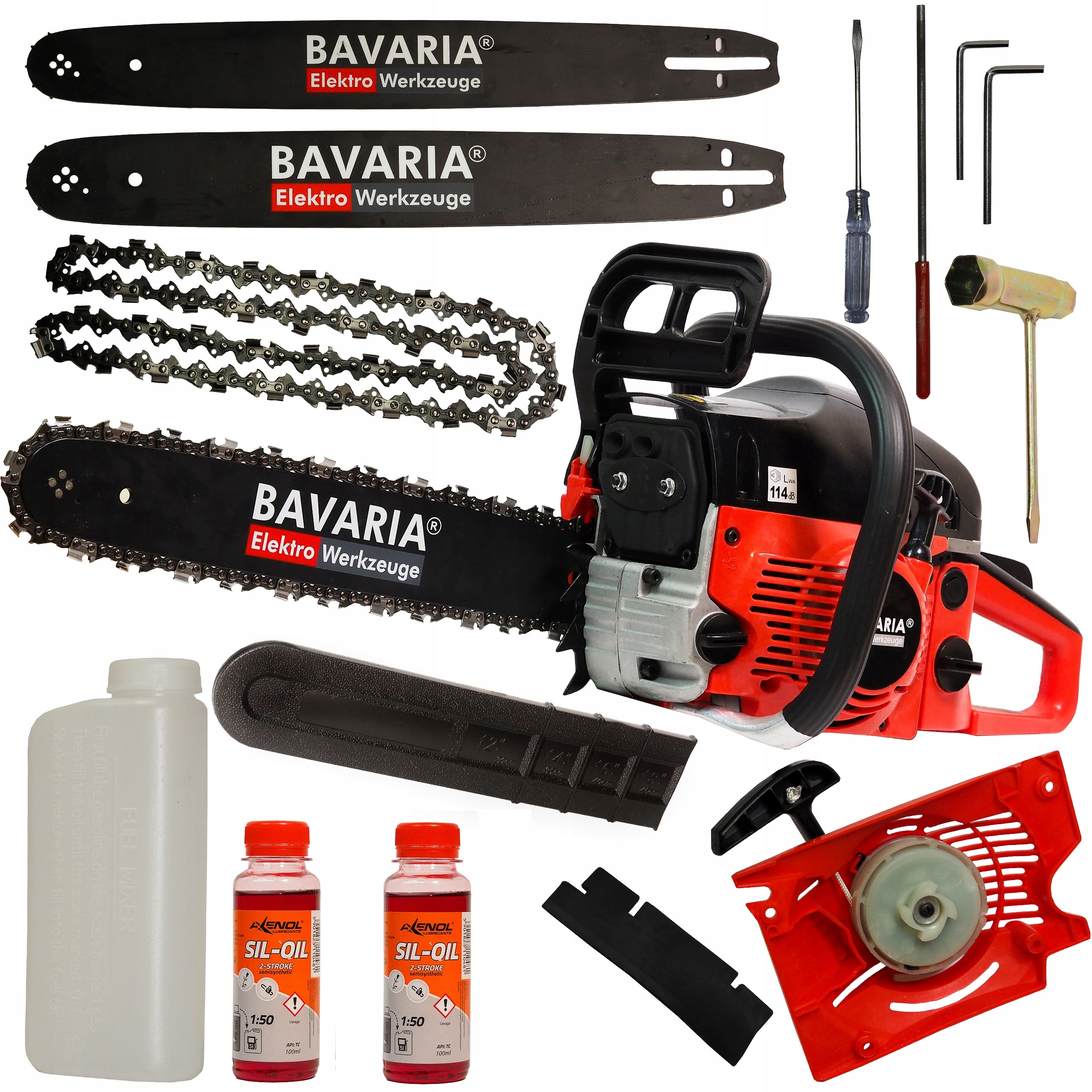 PIŁA SPALINOWA PILARKA ŁAŃCUCHOWA 5,5KM PRZECINARKA DO DREWNA + ZESTAW XXL