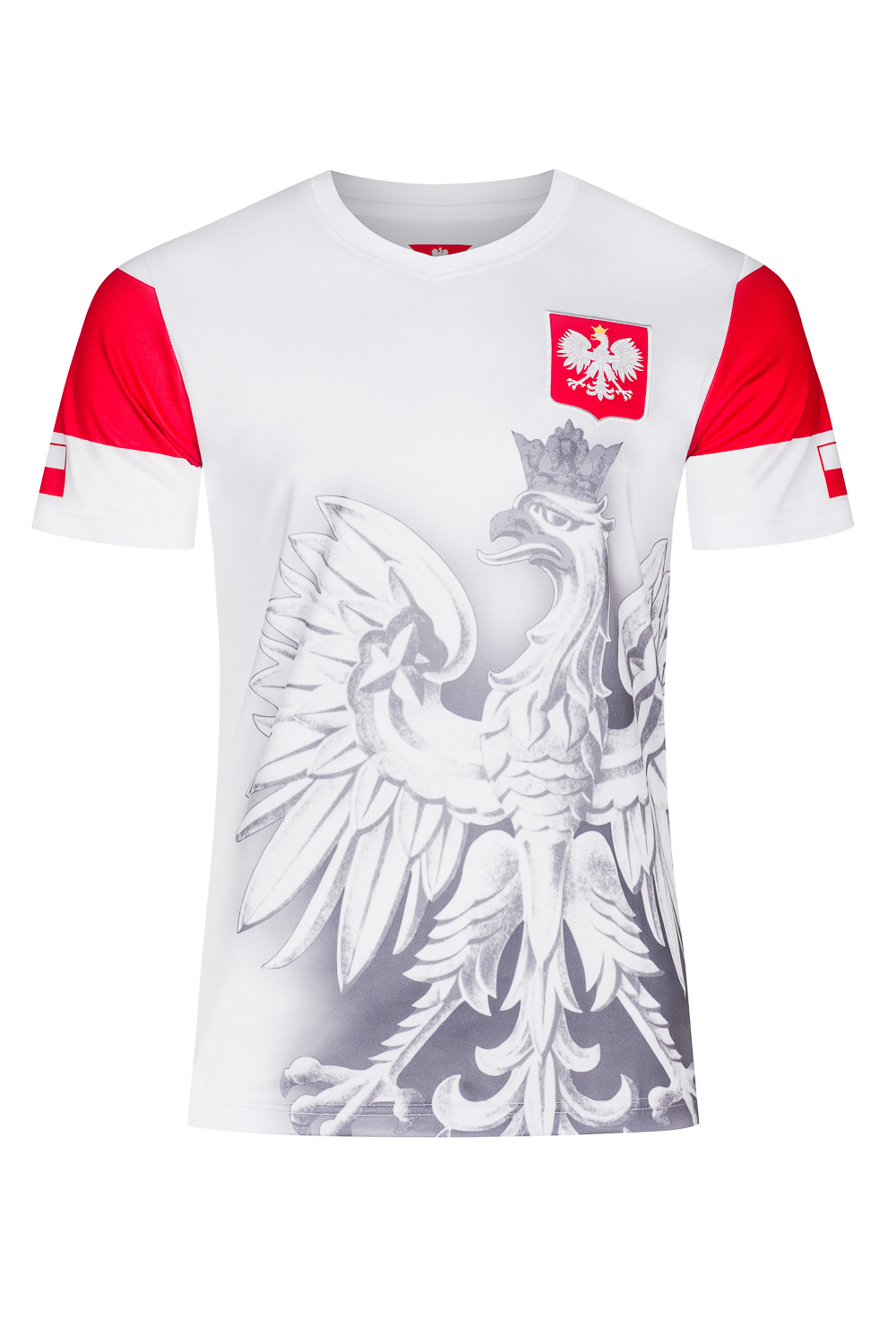 Koszulka męska w serek (karo) z nadrukiem Polska Polski dla kibica S
