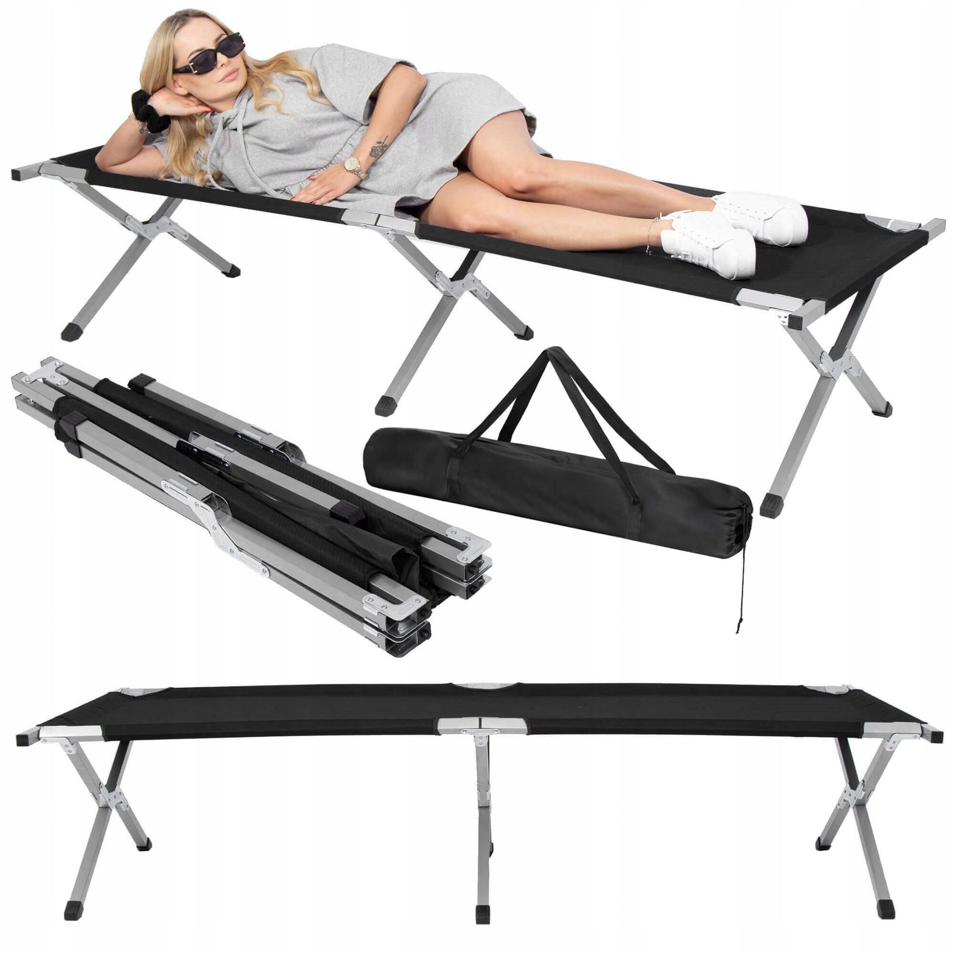 Łóżko Polowe Turystyczne Składane Kanadyjka 190x74 Leżanka Przenośne Mocne