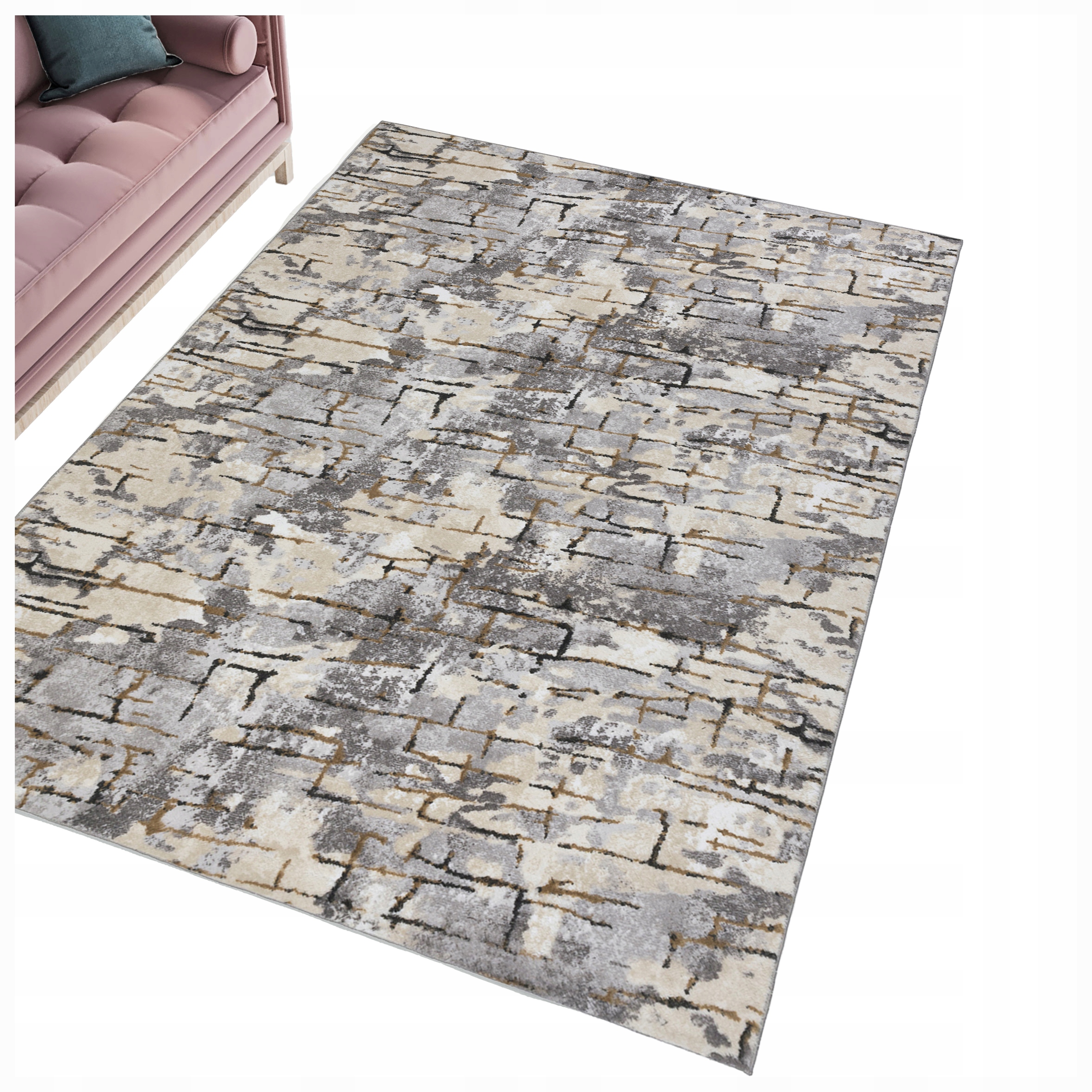 Koberec do obývačky 160 x 220 cm Moderný, módny, protišmykový, možno prať, béžový