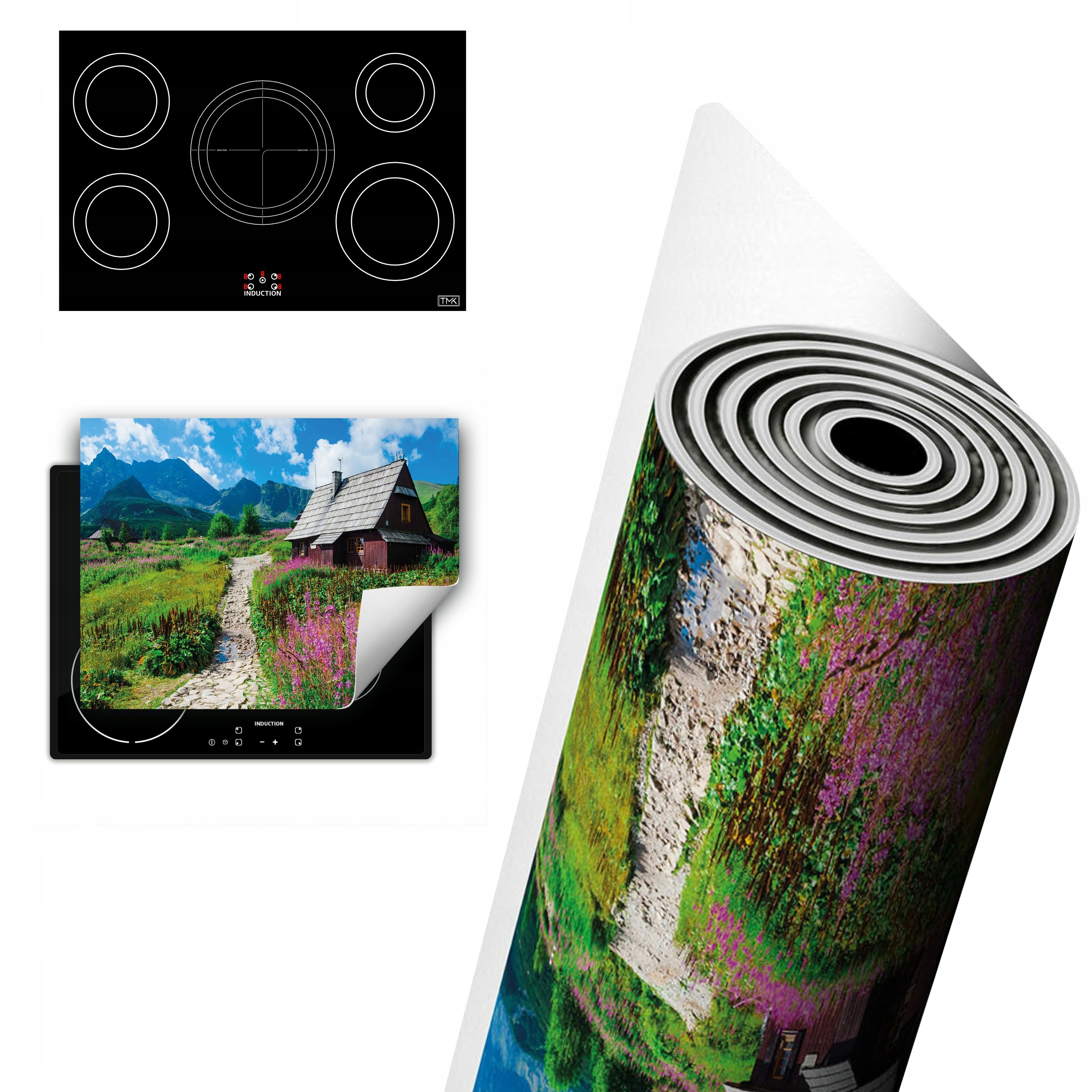 Vinylová Ochrana Na Indukci Pracovní Deska 80x52 krajina dům