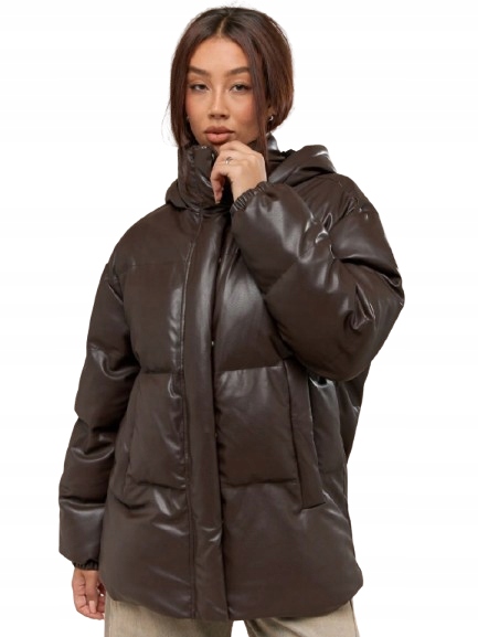 Shein Hnědá Bunda S Odnímatelnou Kapucí A Prošíváním 1JK